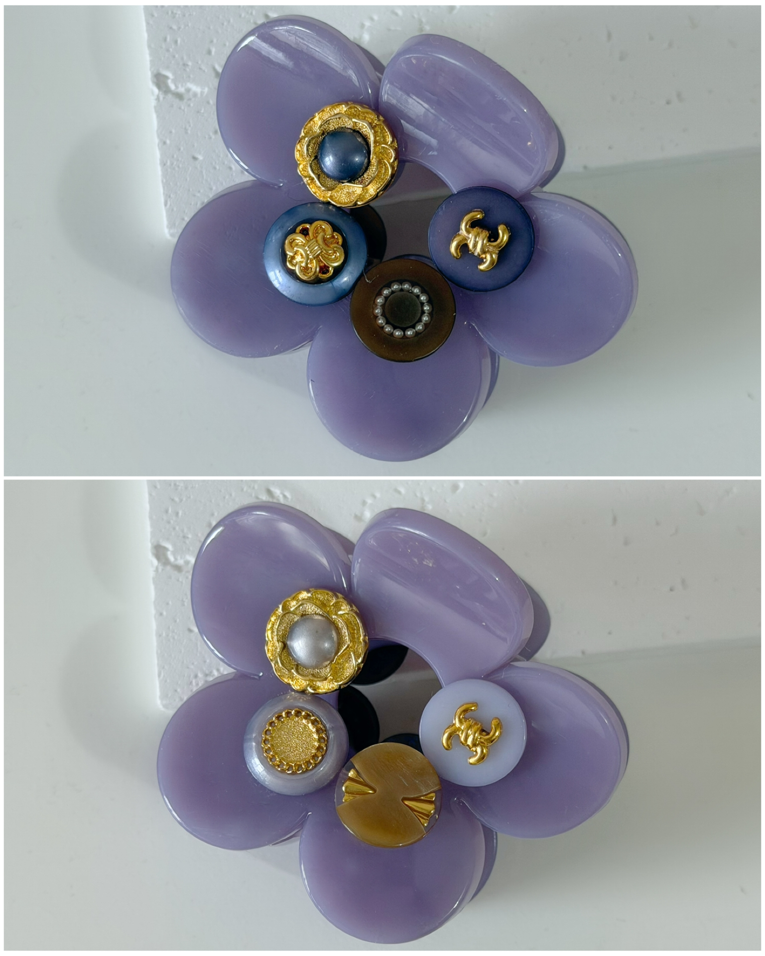 法式復古鈕扣花形鯊魚髮夾/4色 *現貨款