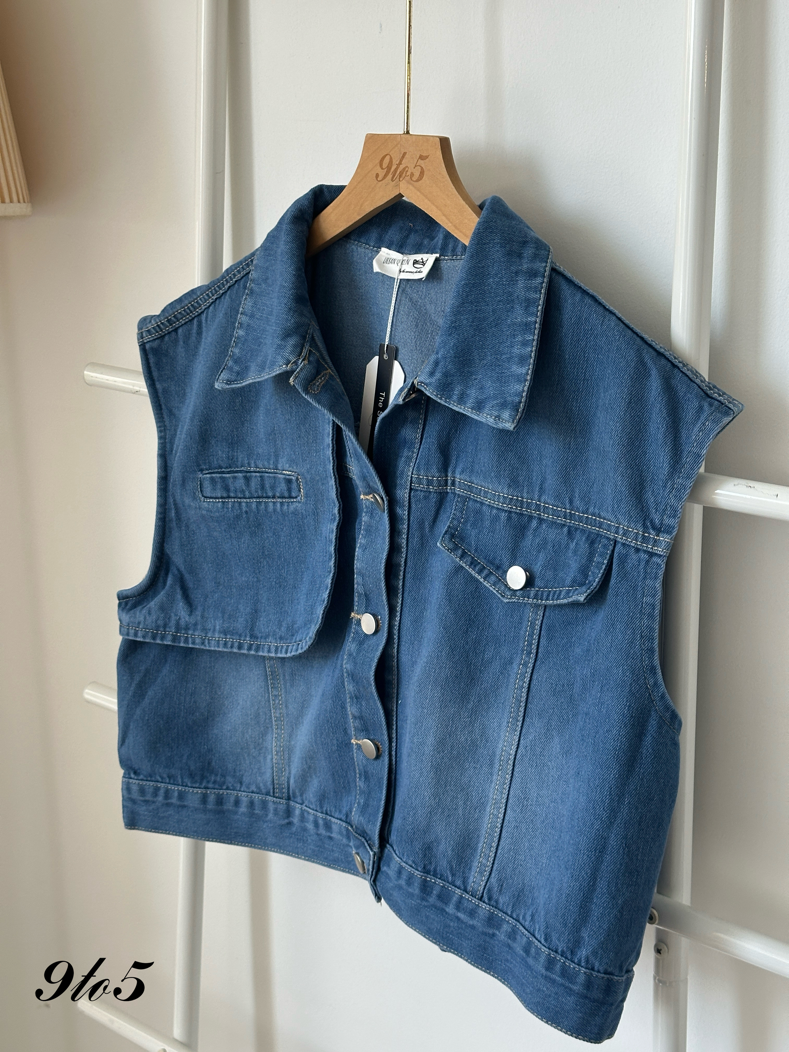 T3989 Cape Sleeve Denim Top 