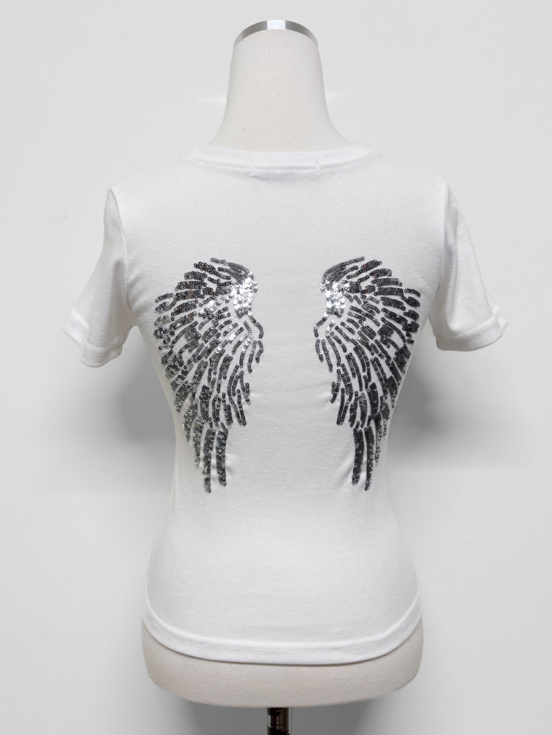 Back Angel Wing Sequin Top