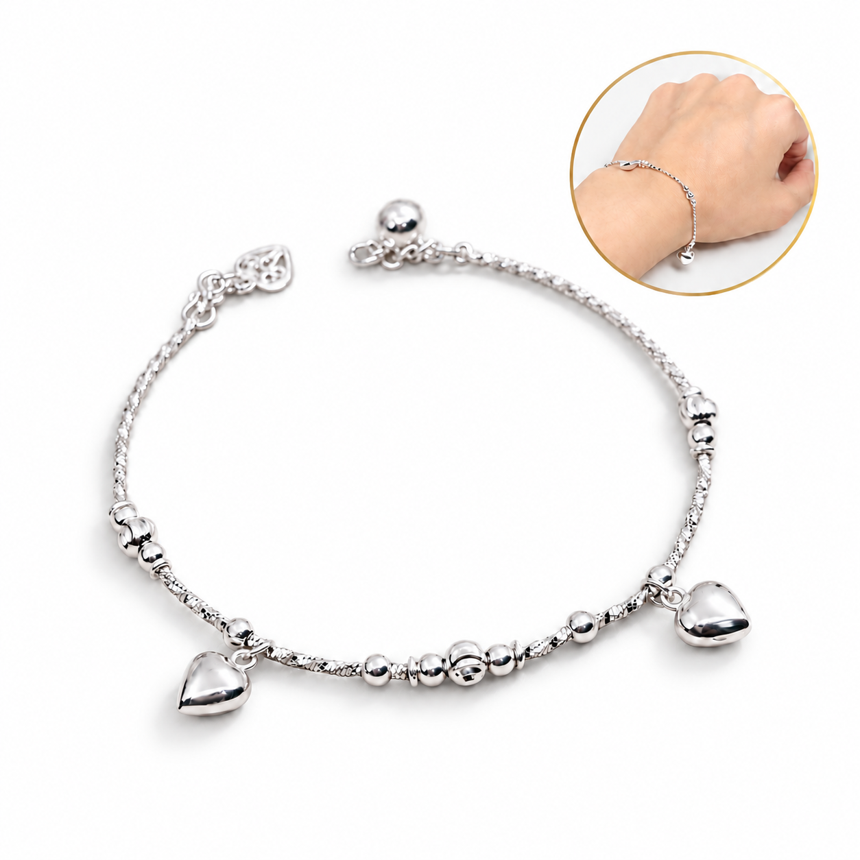 LB1103 Double Heart Shape Pendant Bracelet
