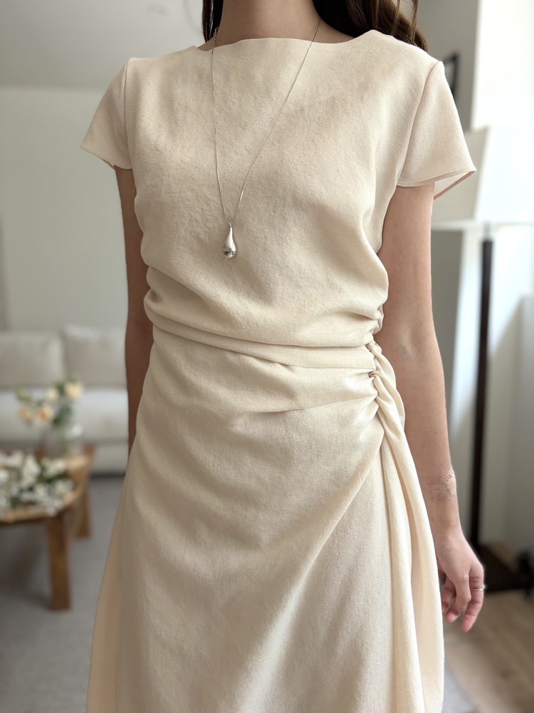 Belle Ruched Dress (Cream)
