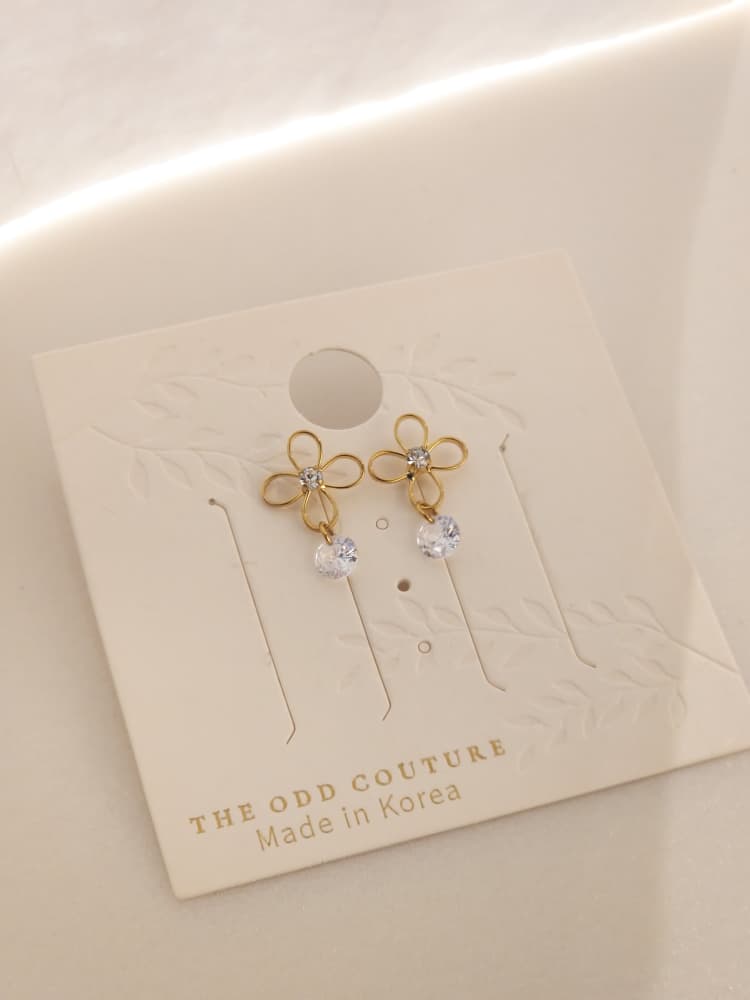 Radiant Flower Drop Stud Earrings