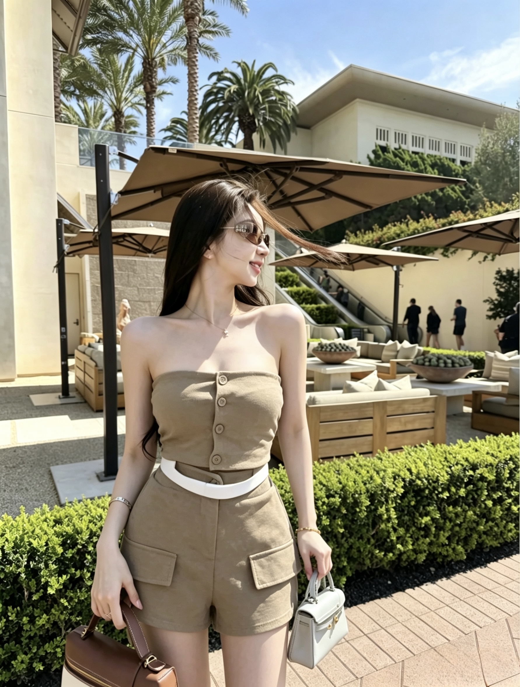 1804 Soft strapless top shorts set 柔感抹胸短裤套装