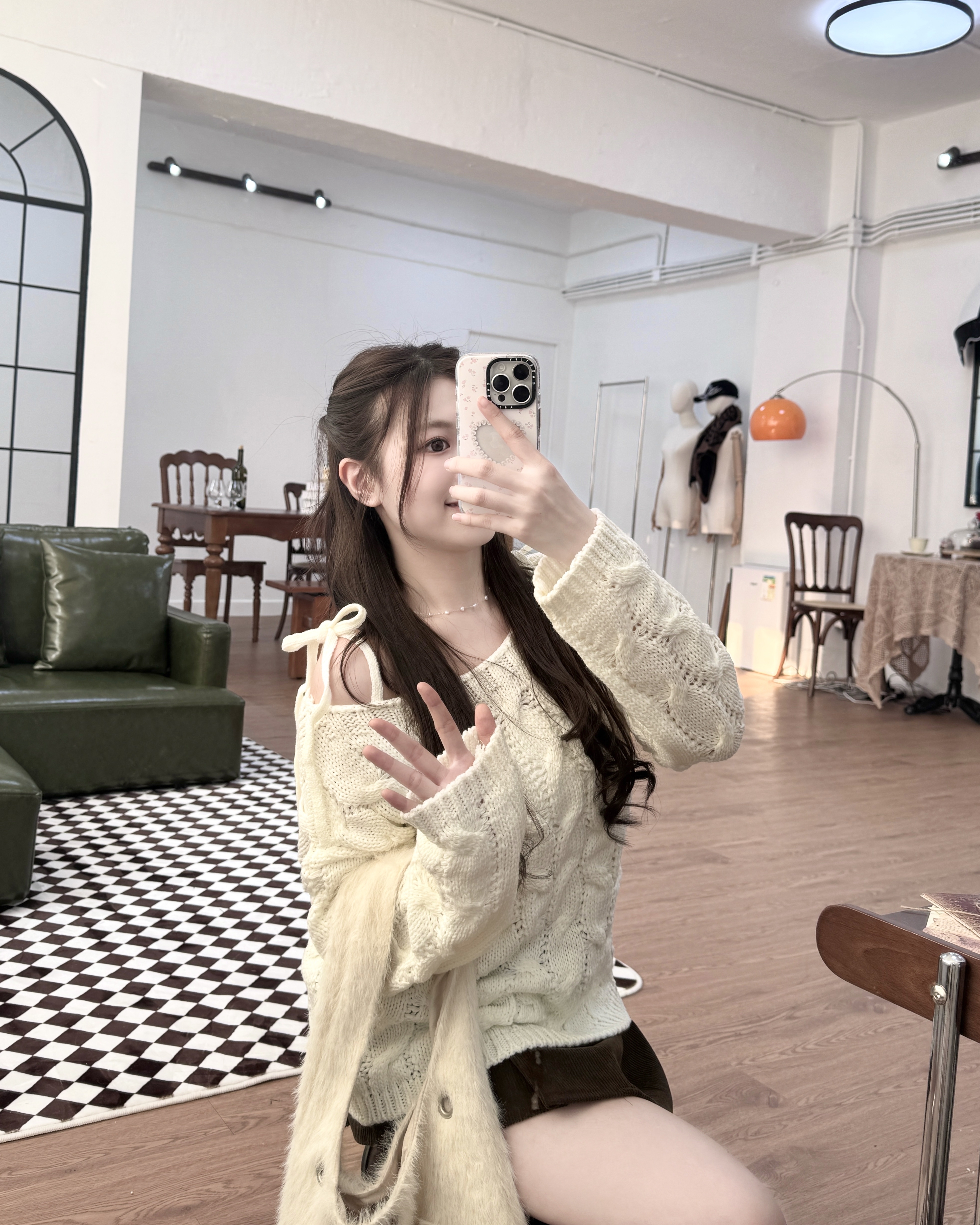 【 女友感滿滿⸝⸝⸝♡🧸立體扭紋麻花～可調節！雙綁帶微傘線料針織兩穿上衣🤎 】 Day Dream Ribbon Twist 2-way Top(四色入)