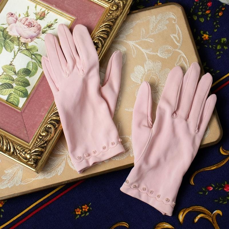 New Old Stock -1960s Made in Japan Pearl-Studded MOD Gloves(Yellow/Lavender/Pink)(MT331)