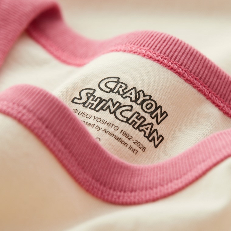 💚預訂 台灣直送💚蠟筆小新人物印花配色純棉成人女裝親子款羅紋短袖T恤