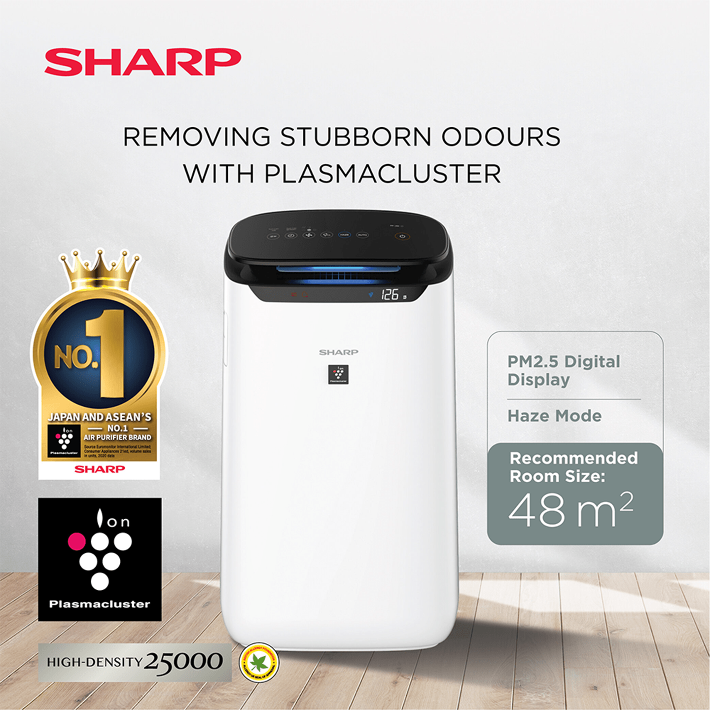 Sharp 48m³ Plasmacluster Air Purifier (FPJ60LW)