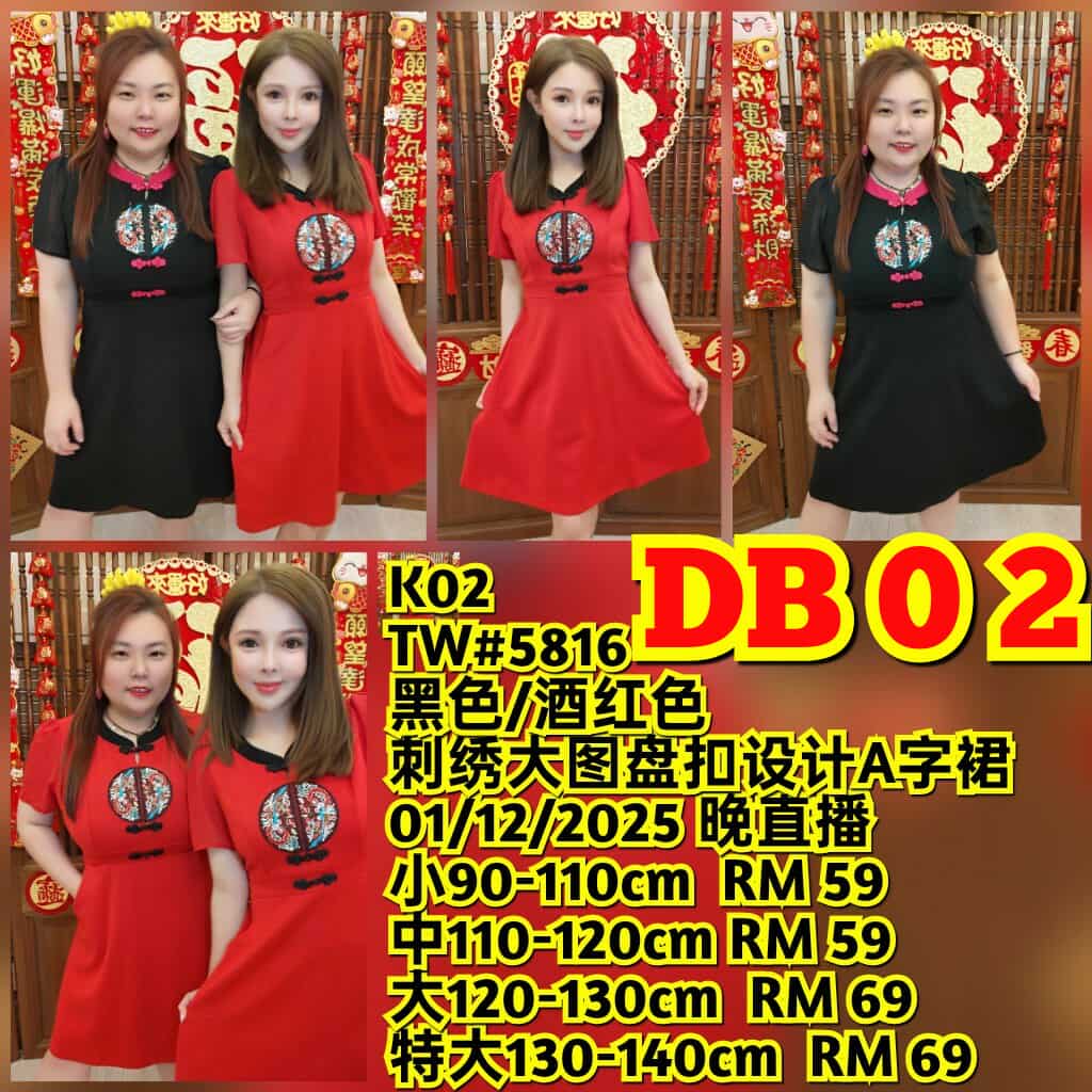 DB02 TW#5816 刺绣大图盘扣设计A字裙