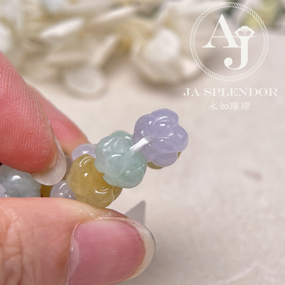 JB-253 - 冰種三彩福祿壽招貴人年年有餘蓮花手串