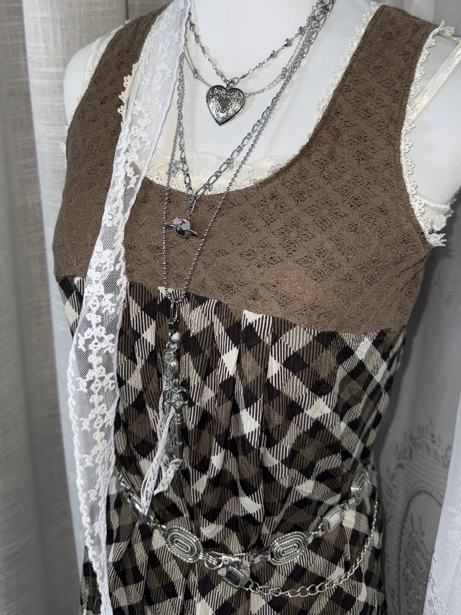 Mori Kei Chocolate Sleeveless Dress