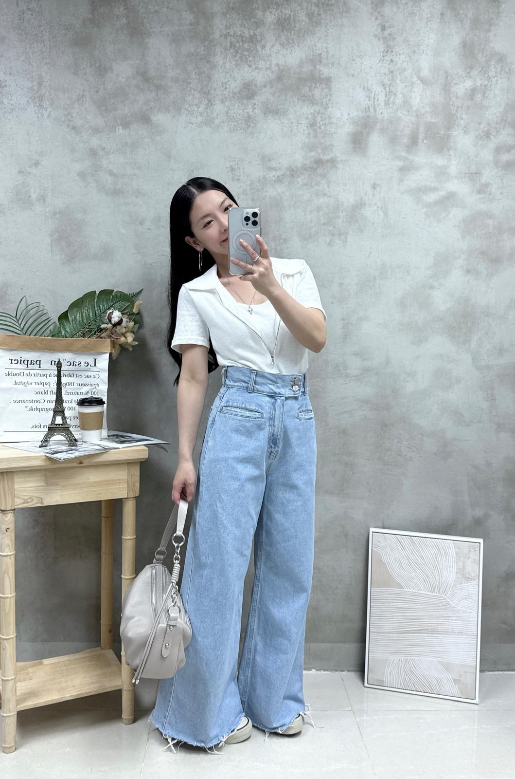 假兩件雙拉鏈Top