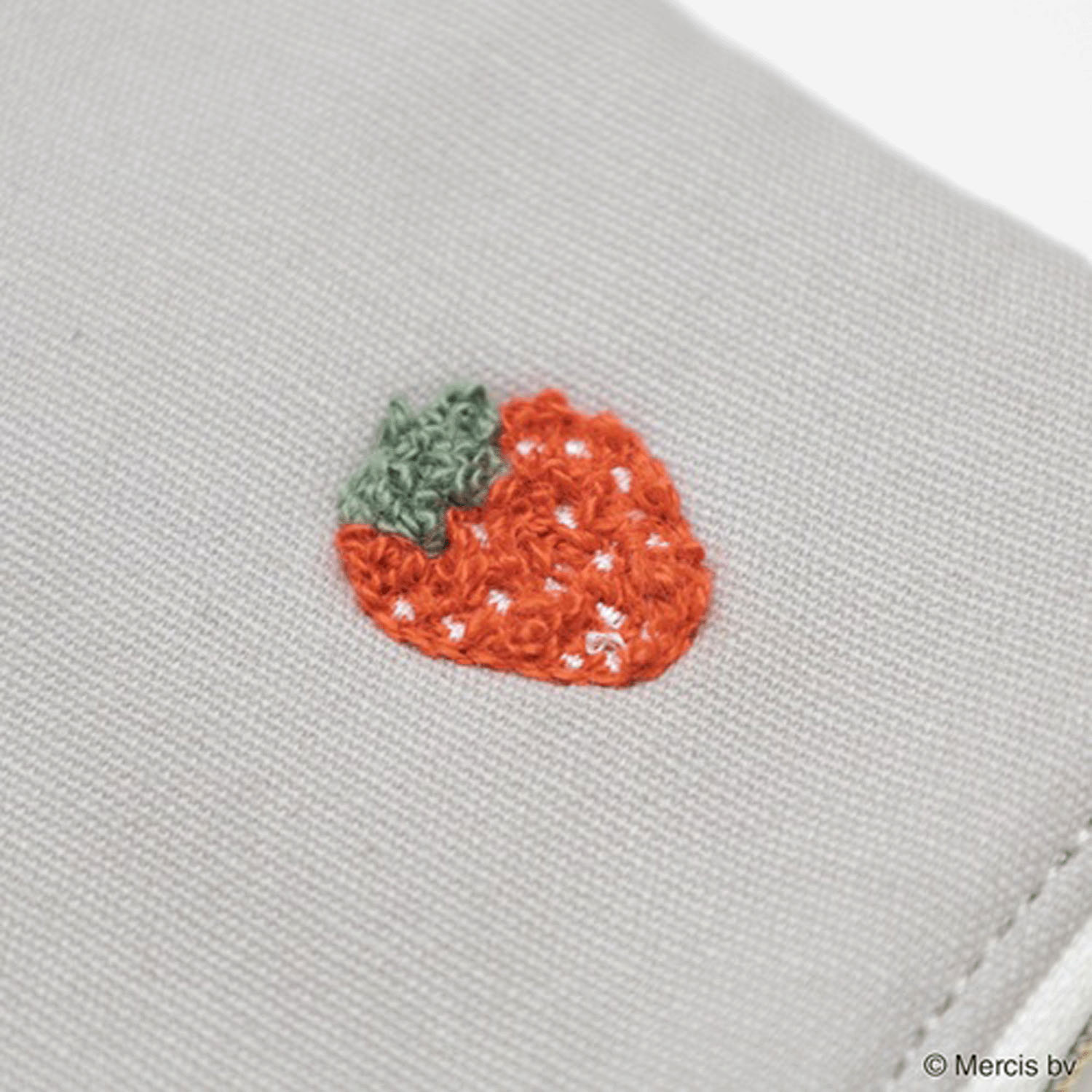 Miffy - 刺繡長形小物包 (灰色草莓款)