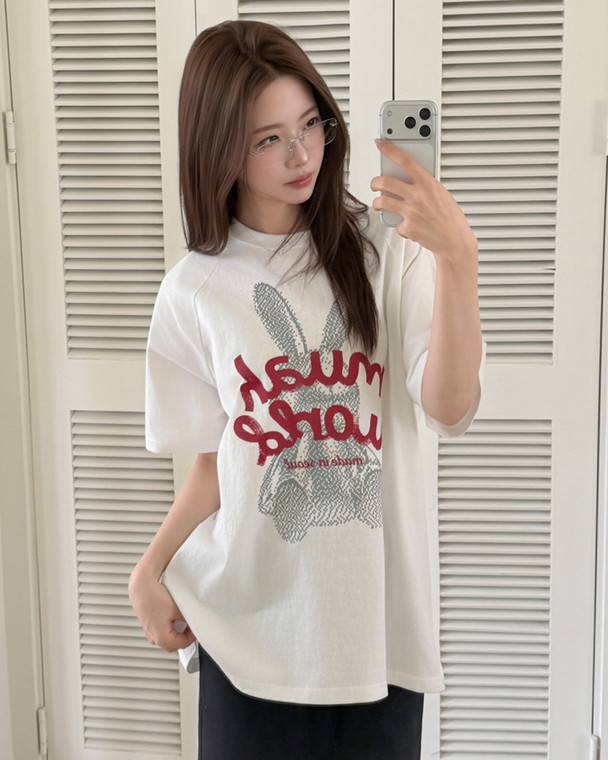 MuahMuah RABBIT MUAH RAGLAN HALF T-SHIRT