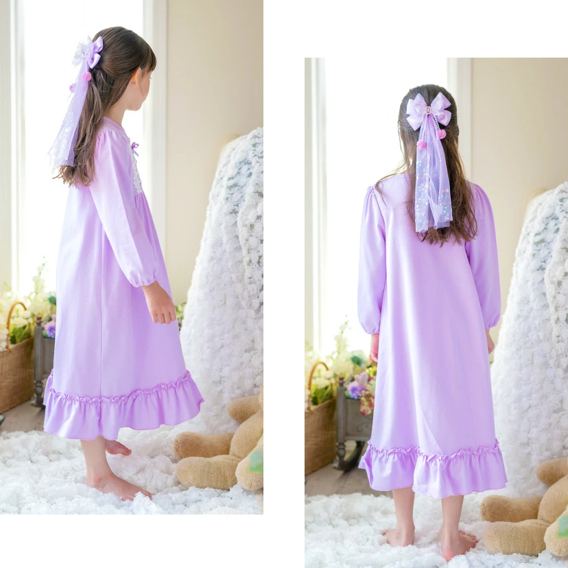 【⭐訂購⭐】 🇯🇵日本直送 🌀優雅少女 長袖蕾絲花邊 交叉緞帶 睡裙［3款選］🌀[ELCA-0133][260403]