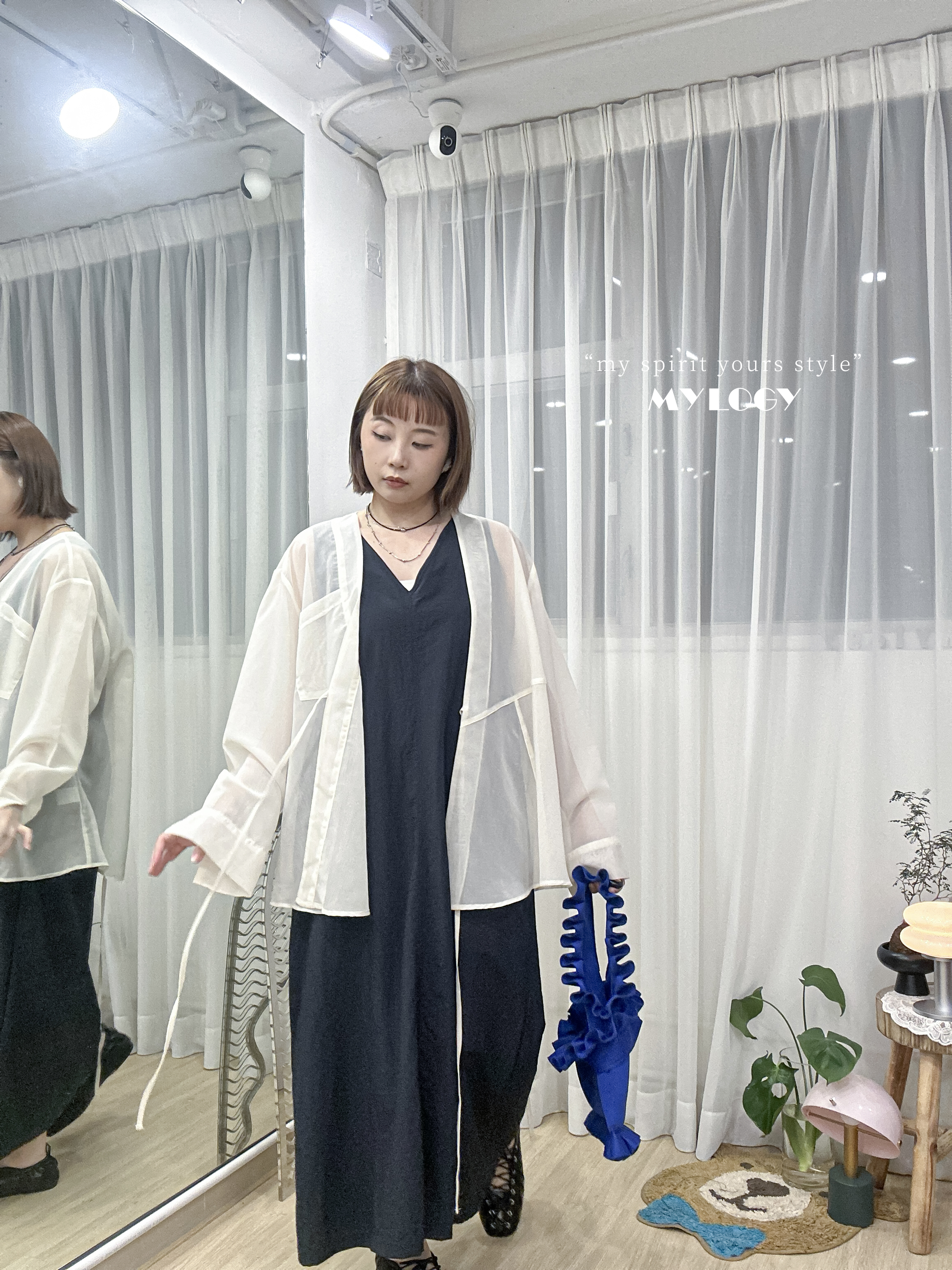 傭懶大人感～小正式透膚甚平(じんべい)風襯衫/外套 VL0001 - 白色 Ivory