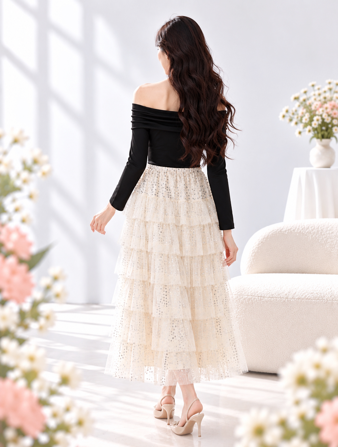 5176 Noir Enchantress Midi Dress