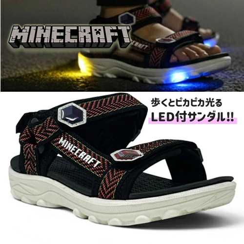 🆕【⭐訂購⭐】🇯🇵日本直送 🌀 #Minecraft LED 閃燈雙帶涼鞋 🌀 [PLFA-0050] [260705]