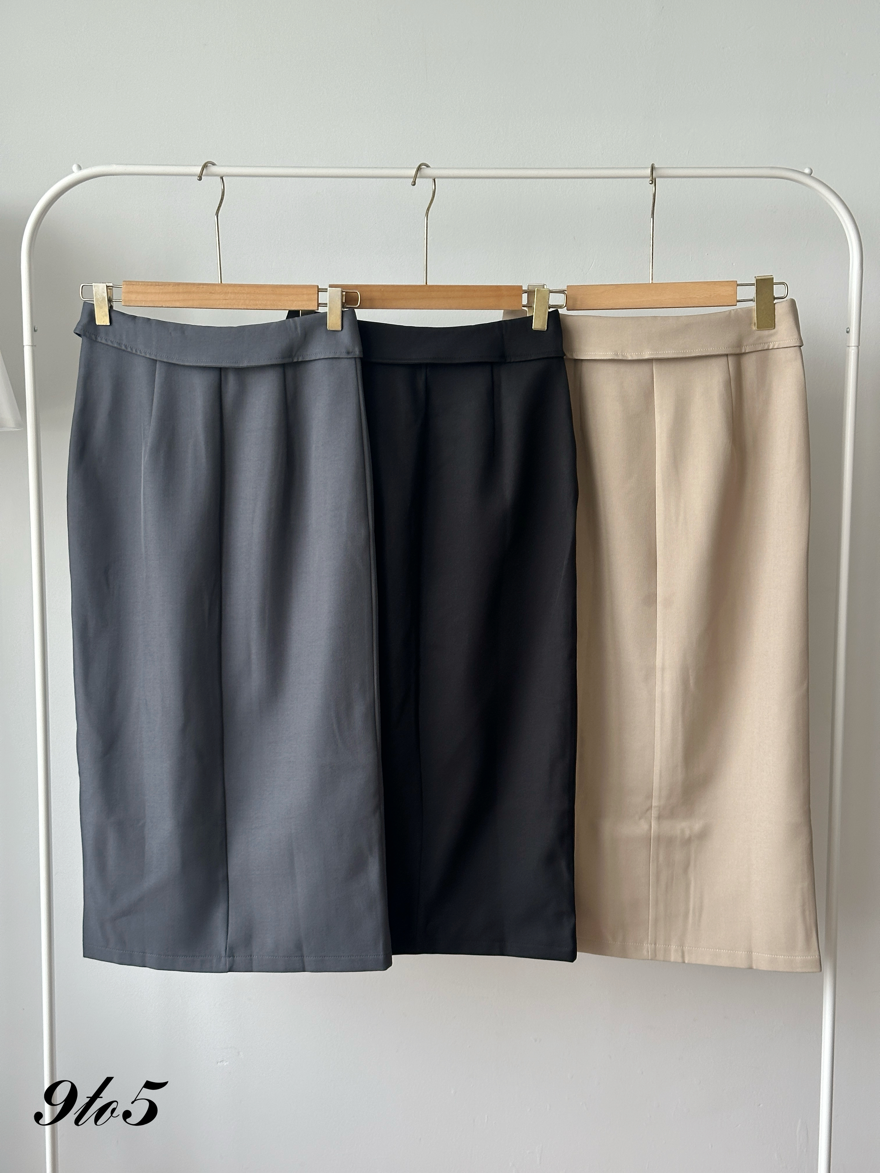 S1958 Side Slit Zipped Skirt - 3 Colors 
