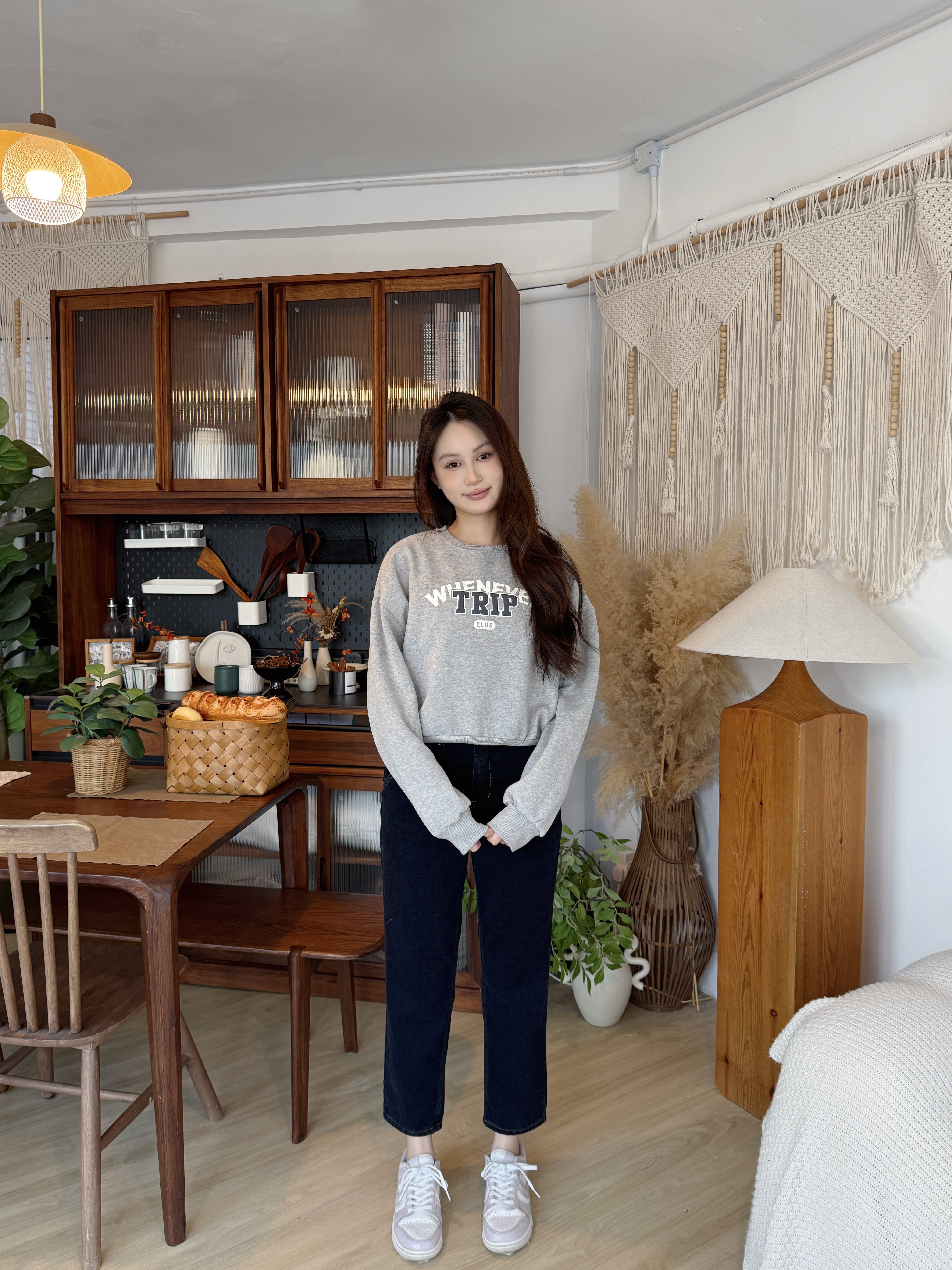 🇰🇷 薄絨鬆身直腳牛仔褲 (60420)