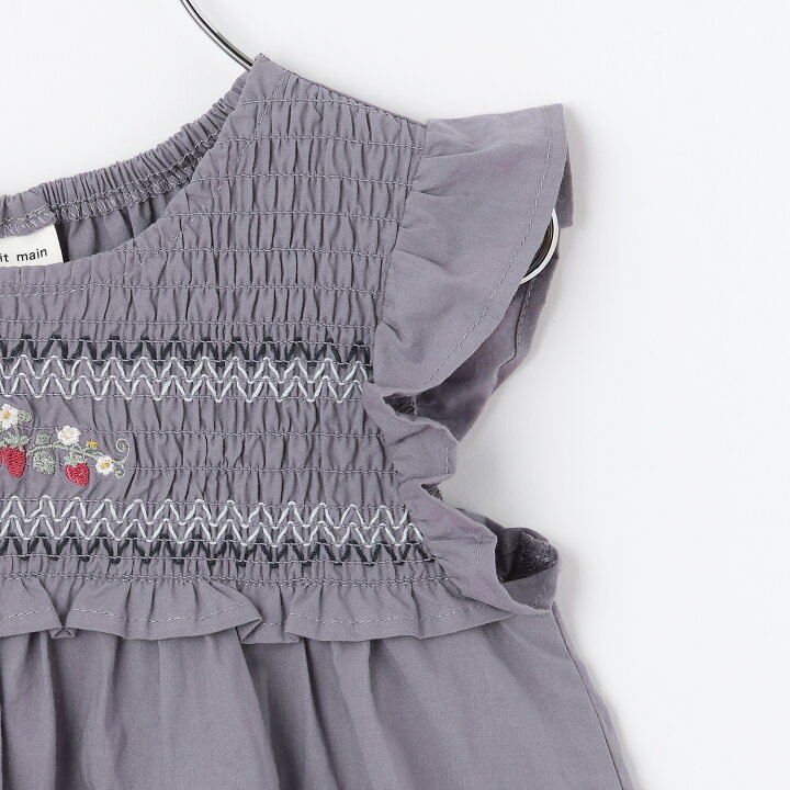 🇯🇵預訂 日本直送🇯🇵 Petit Main 三色草莓刺繡緞帶褶皺束腰上衣