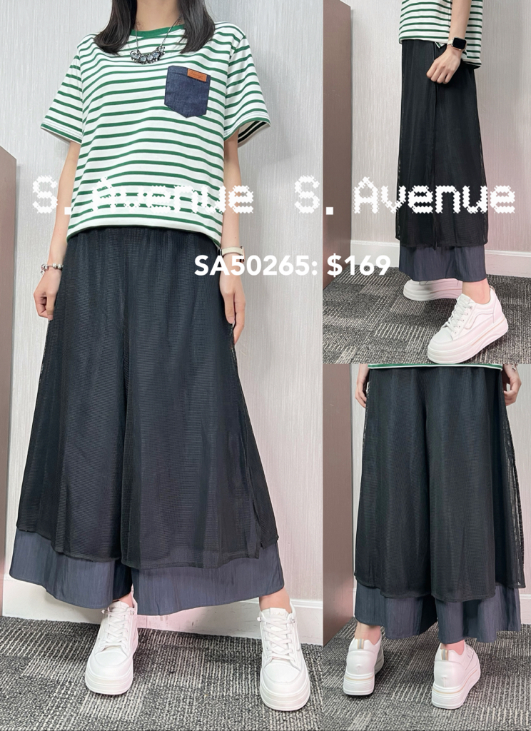 SA50265: 橡筋腰拼網面裙褲