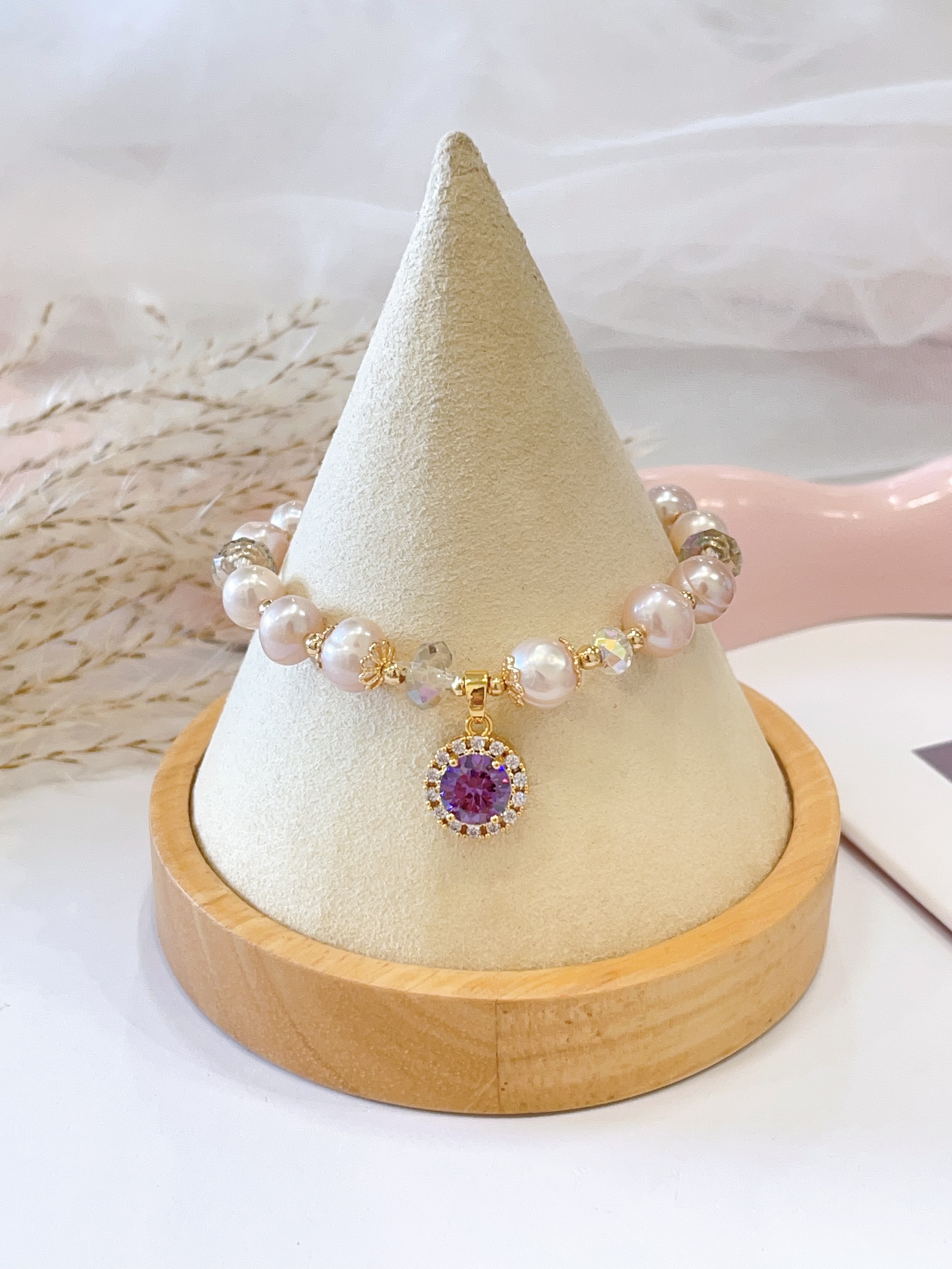 🤍✨ 珍珠 × 切割白水晶手串 Freshwater Pearl & Faceted Clear Quartz | 8mm