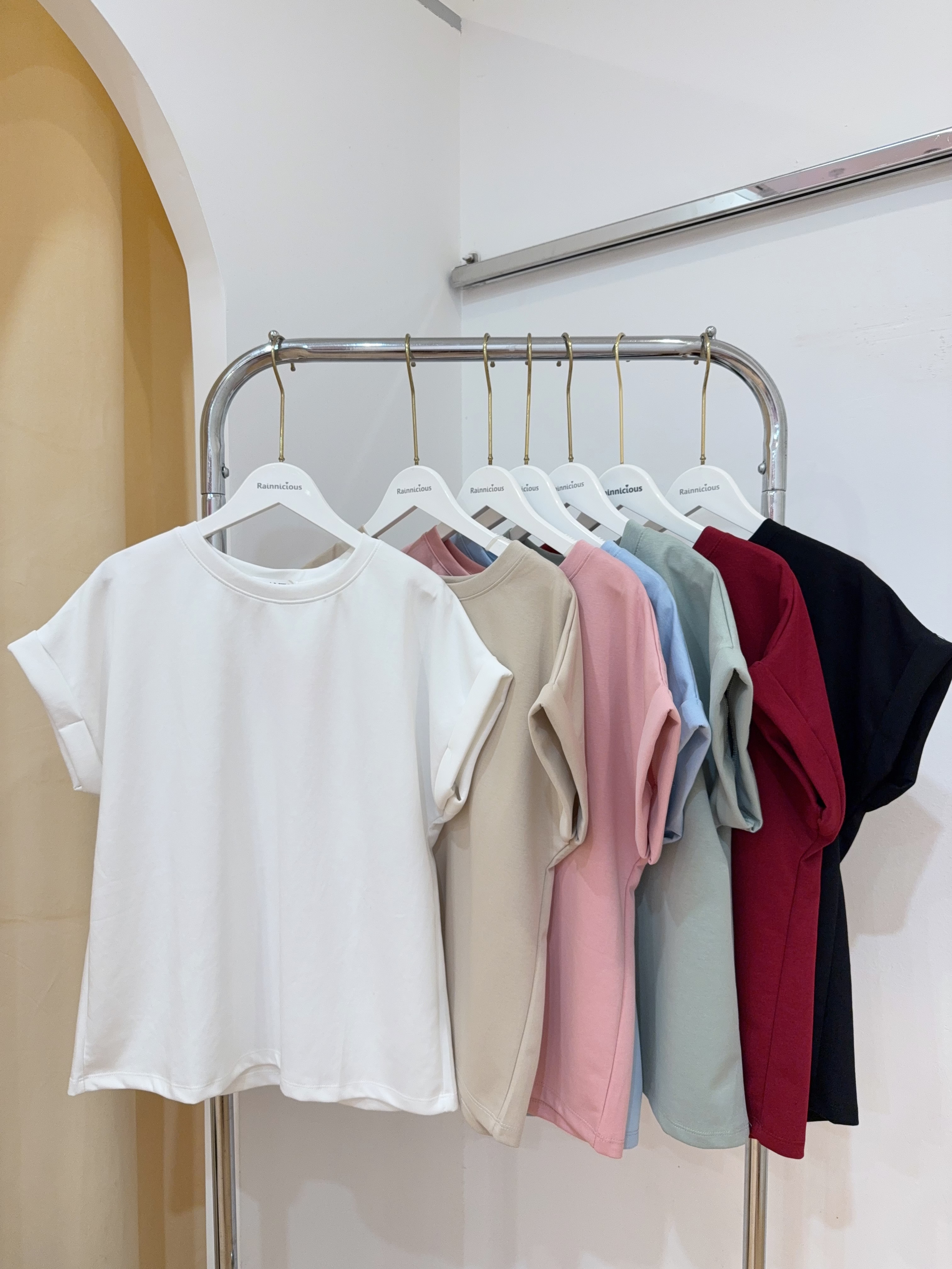 太空棉半袖卷边oversize 上衣R2956