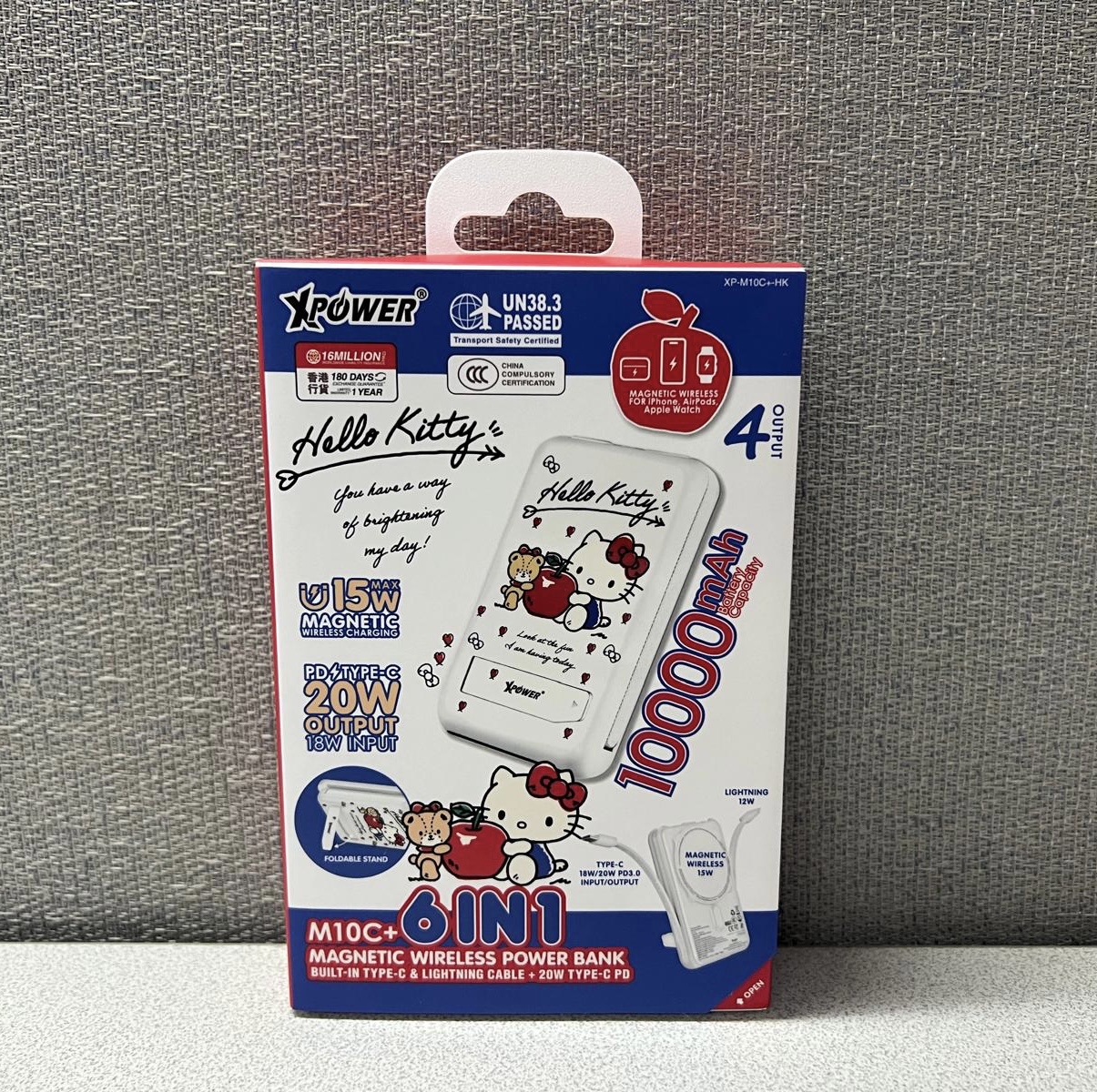 🎀XPower x Hello Kitty M10C+ 6合1 10000mAh多功能迷你20W PD3.0+ 磁吸無線快充 充電器