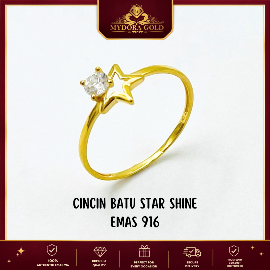 MYDORA EMAS 916 Cincin Batu CZ Star Shine l EMAS 916/22K