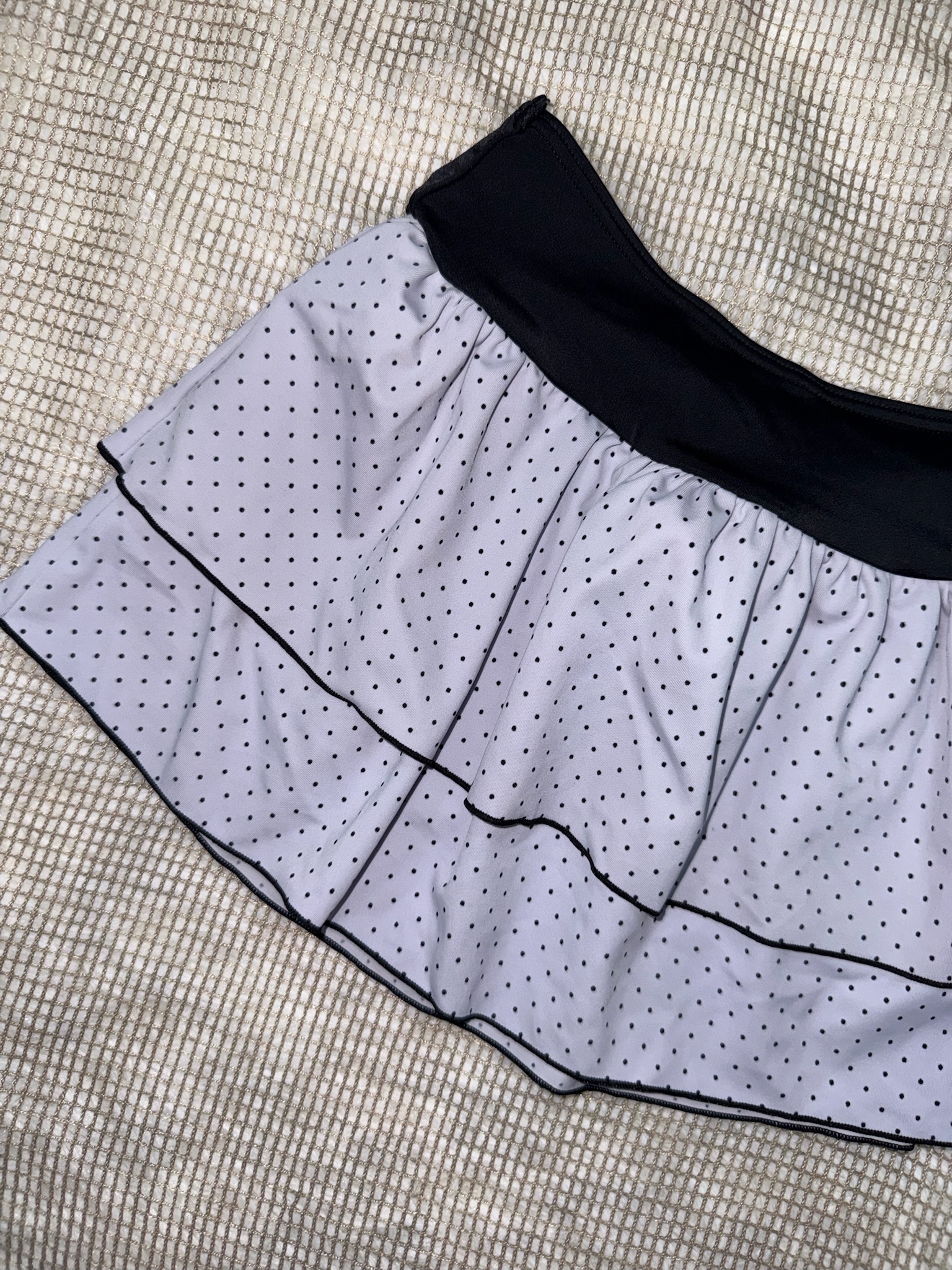 Contrast Waistband Layered Frill Mini Skirt