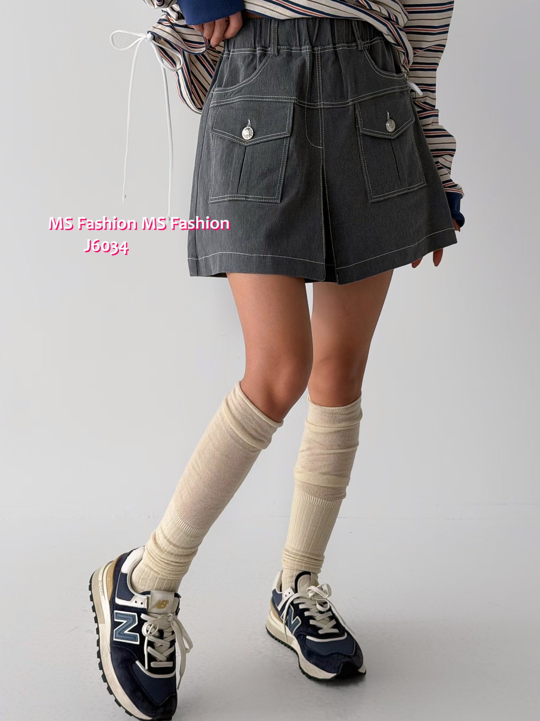 J6034 韓國🇰🇷型格明線裙褲仔
