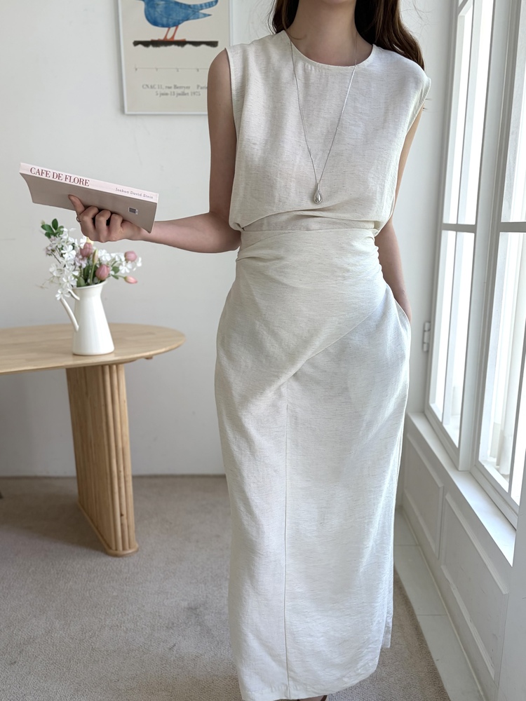 Effortless Wrap Dress (Oat)