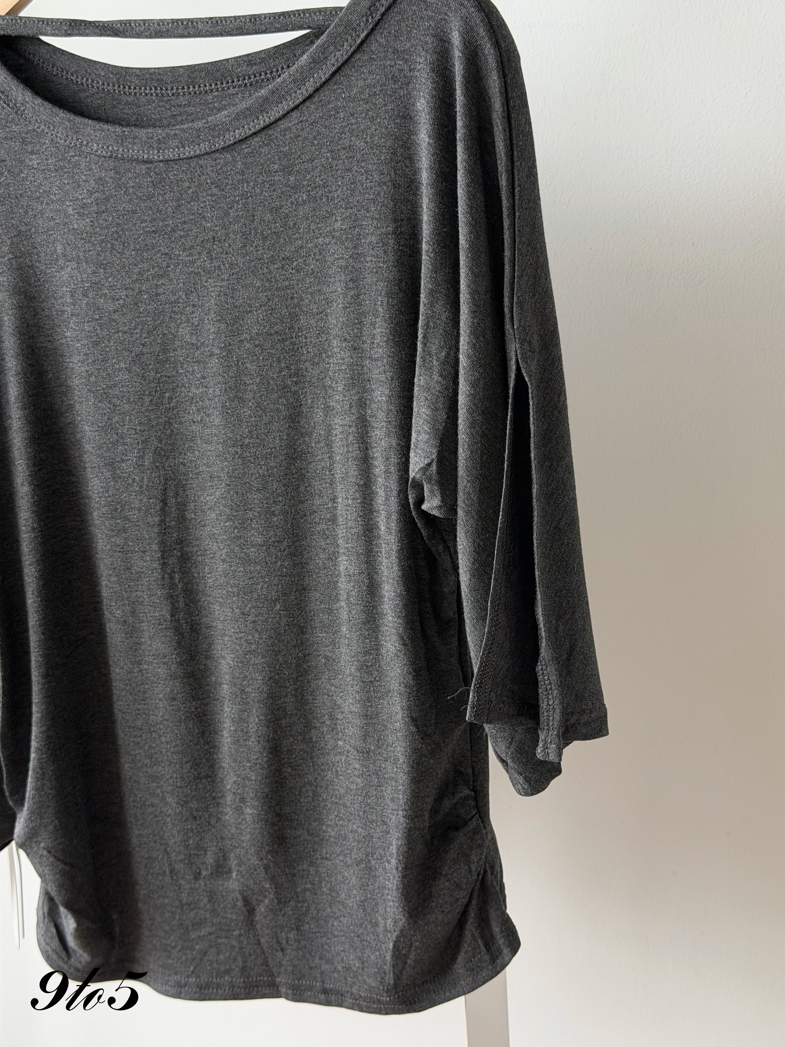 T4541 Irregular Sleeve Side Ruched Top - 4 Colors 