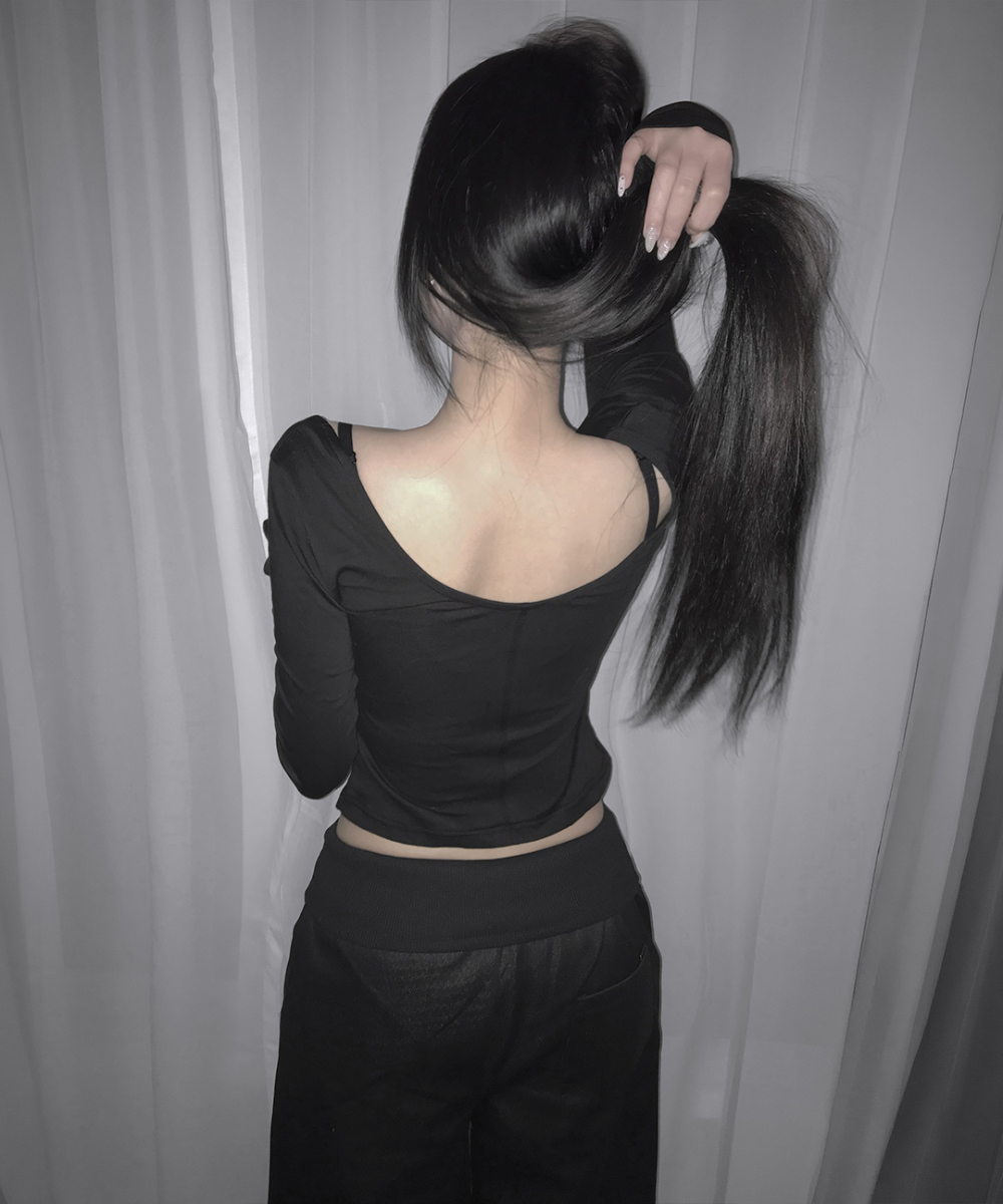 Square Neck Button-Up Long Sleeve Top