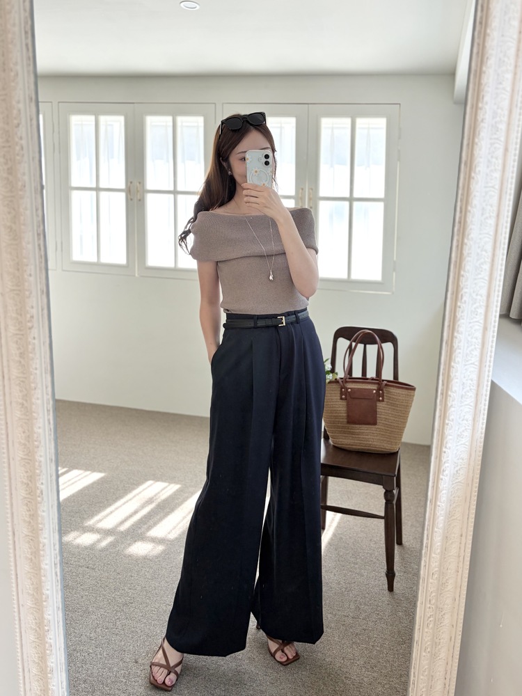 Linen Off Shoulder Top (Mocha)