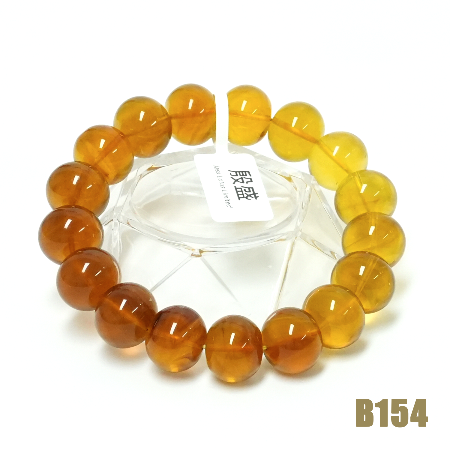 淨水雙色珀鼓珠手串