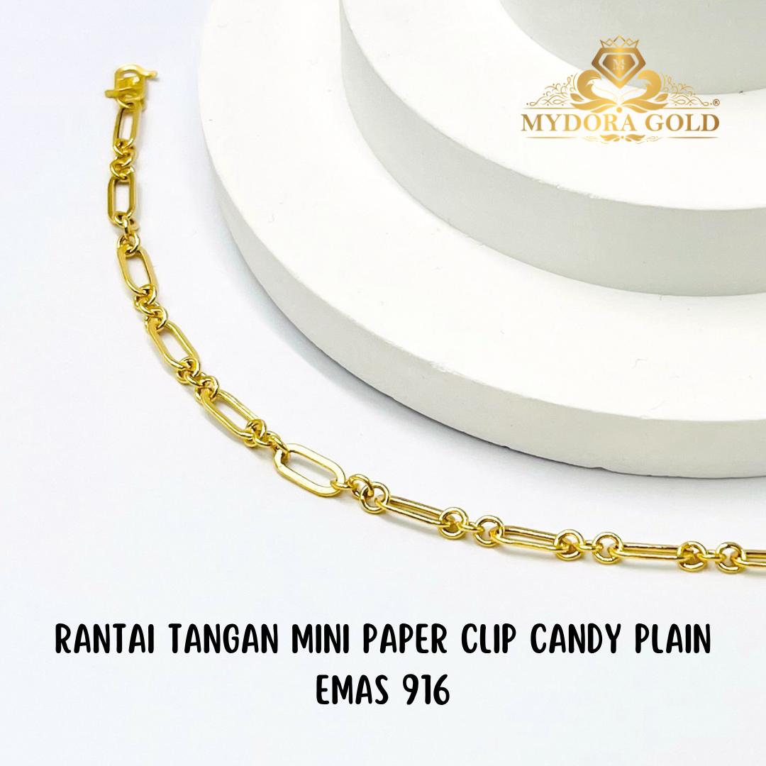 MYDORA Rantai Tangan Mini Paper Clip Candy Plain | EMAS 916/22k