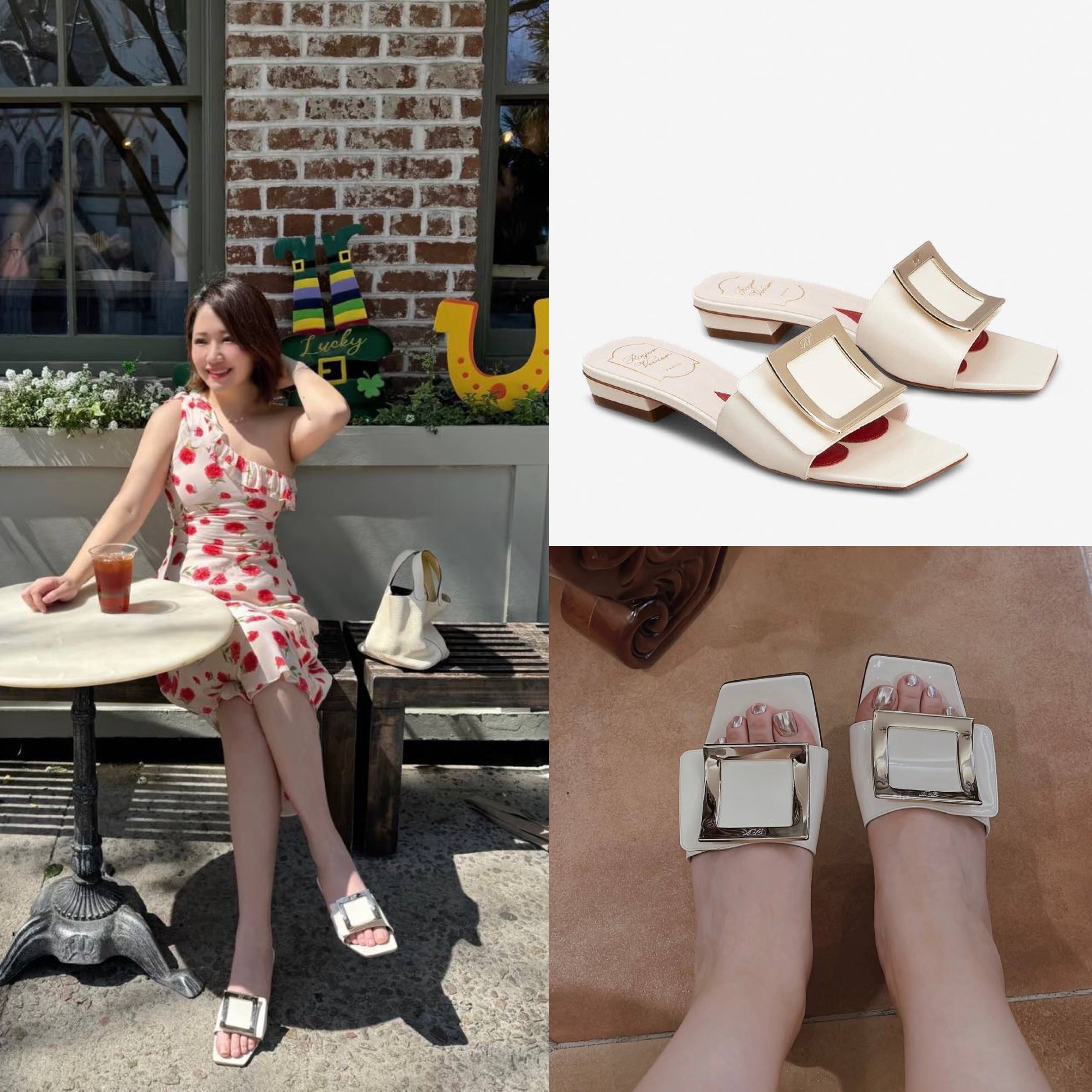 限時優惠✨訂貨🍒 RV 白色方扣拖鞋  🔖Size 35.5/36/36.5/37