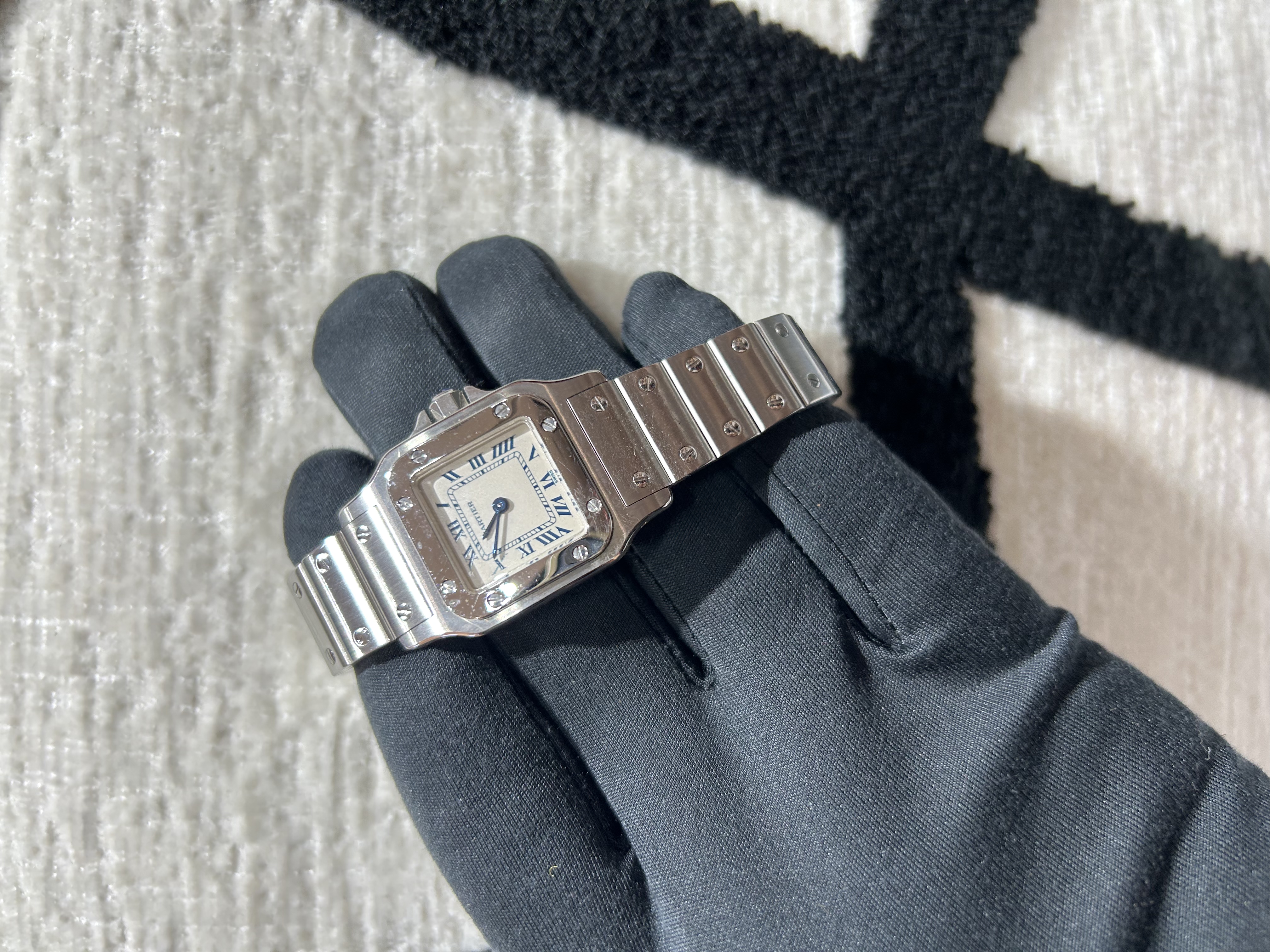 Cartier Steel Curved Santos De Watch 100%Authentic, 98%New ✅23換電收據