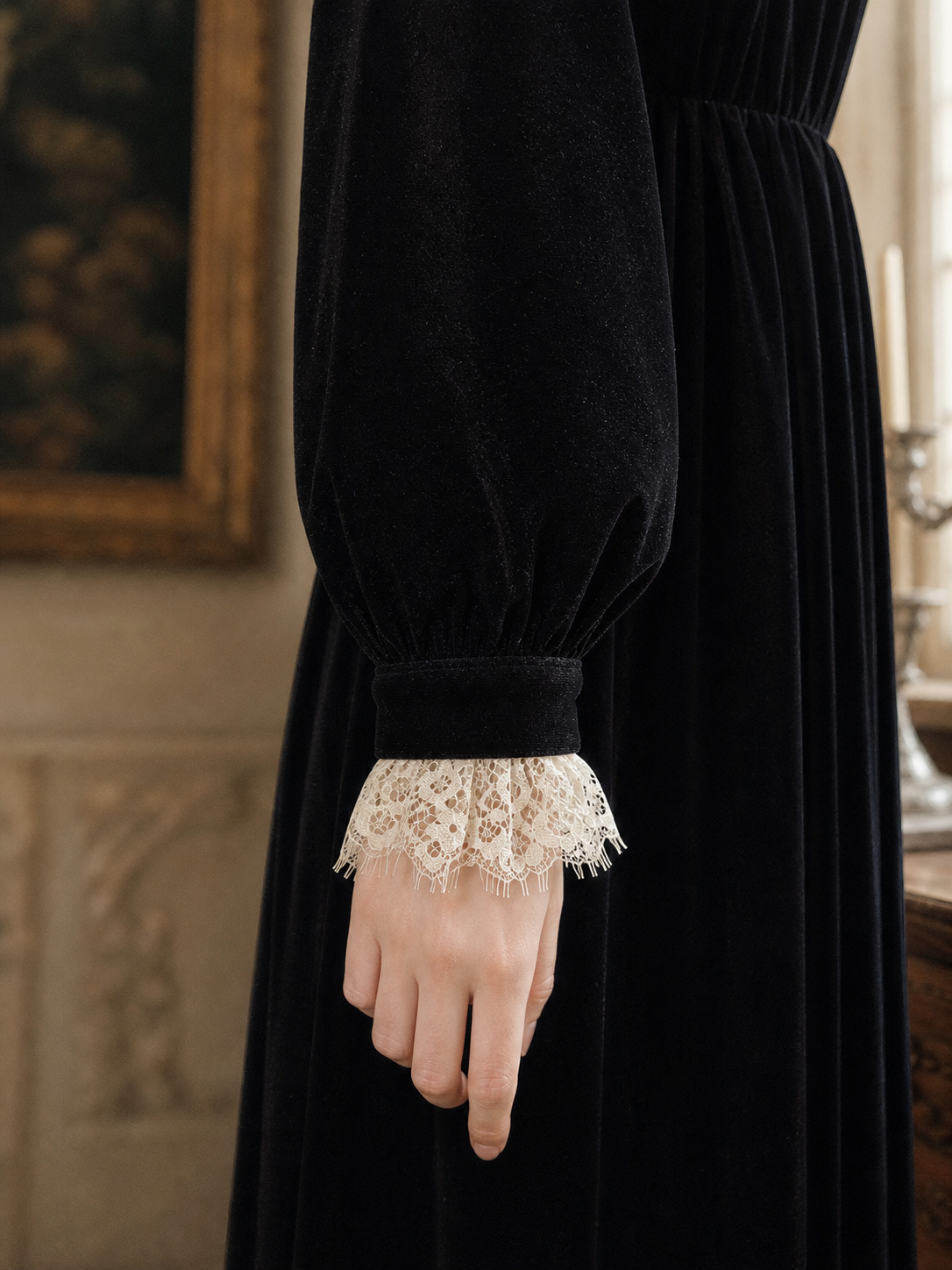 夜之魅影 ∙ 維多利亞宮廷復古絲絨蕾絲連身裙 Phantom of the Night ∙ Victorian Palace Vintage Velvet Lace Dress