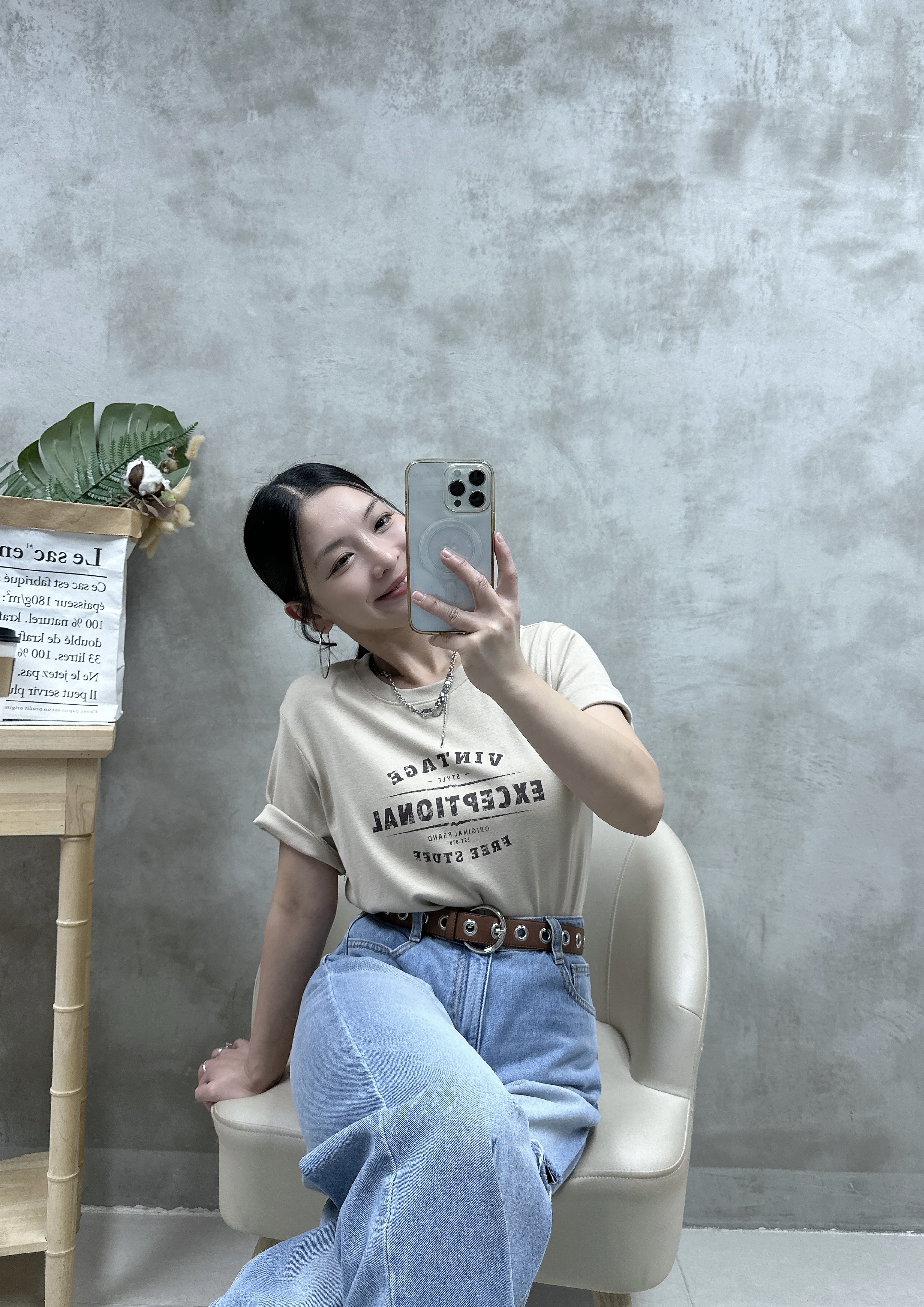 洗水棉英文字Tee