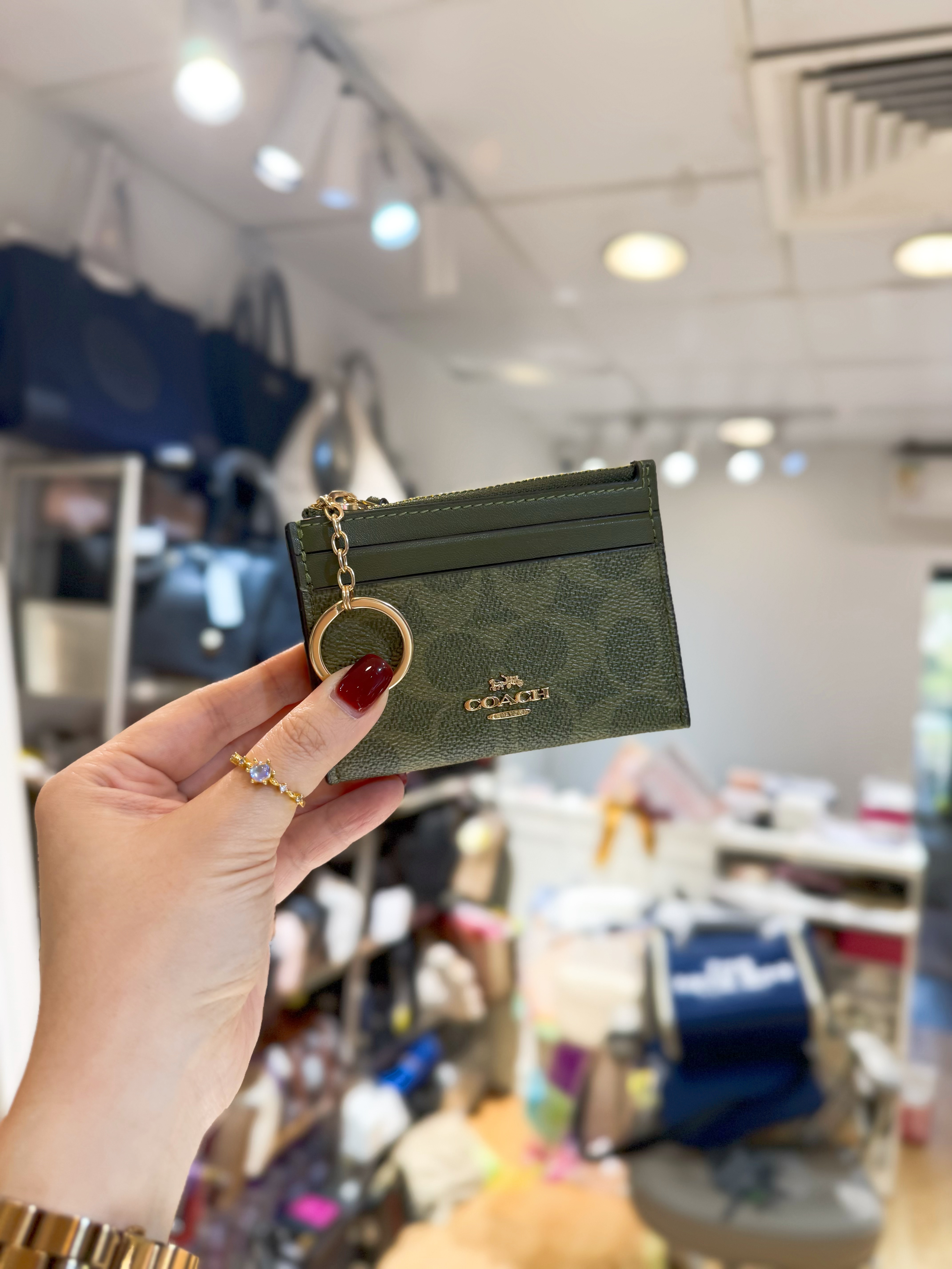 Coach card coin case green/m