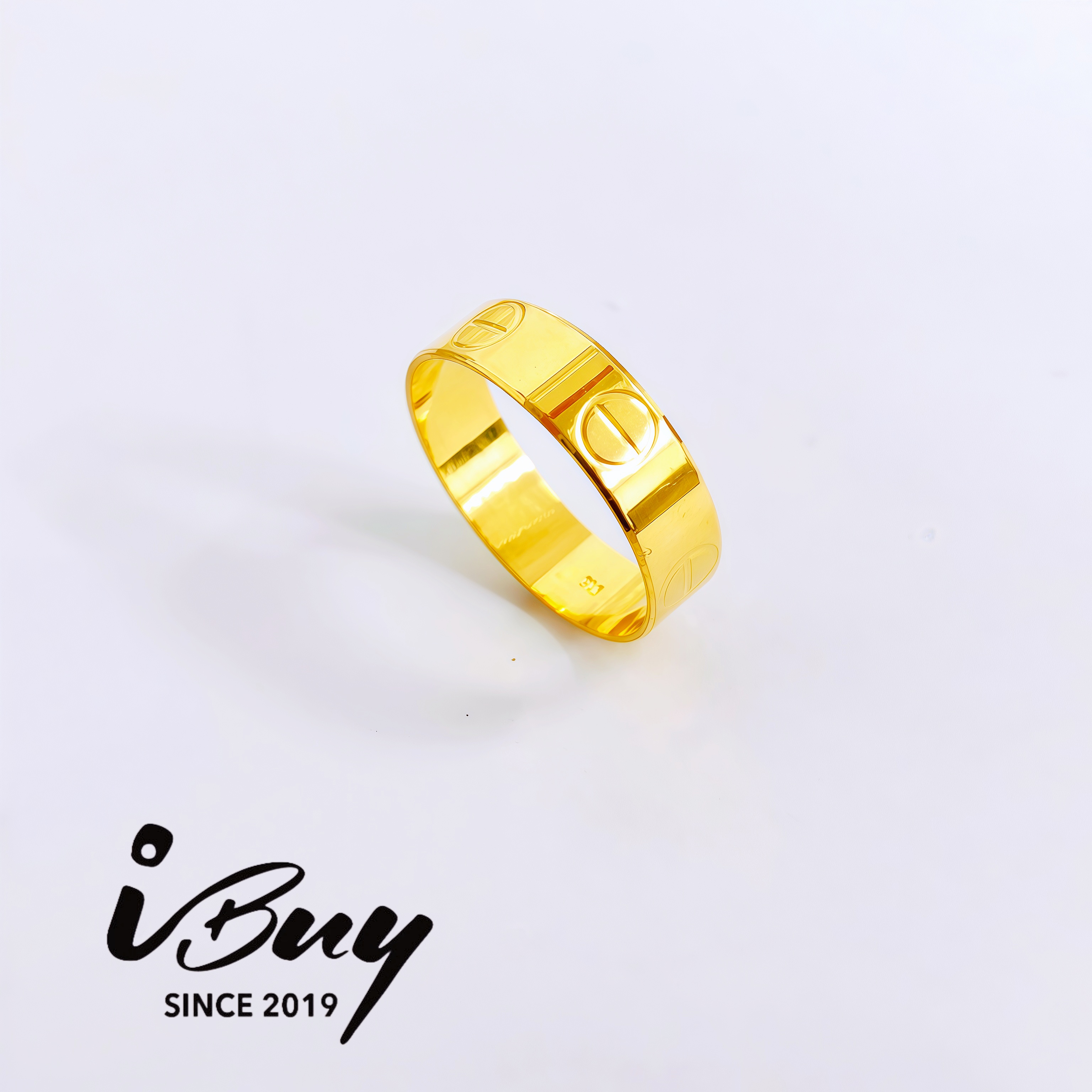 916 GOLD SCREW PATTEN WIDE BAND RING 916 金 螺丝纹宽面戒指