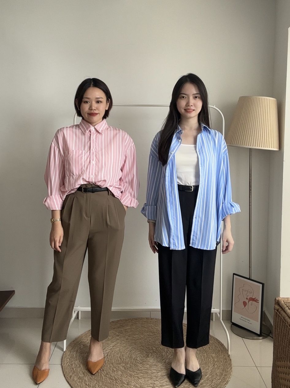 T4108 Oversize Stripe Shirt - Blue & Pink