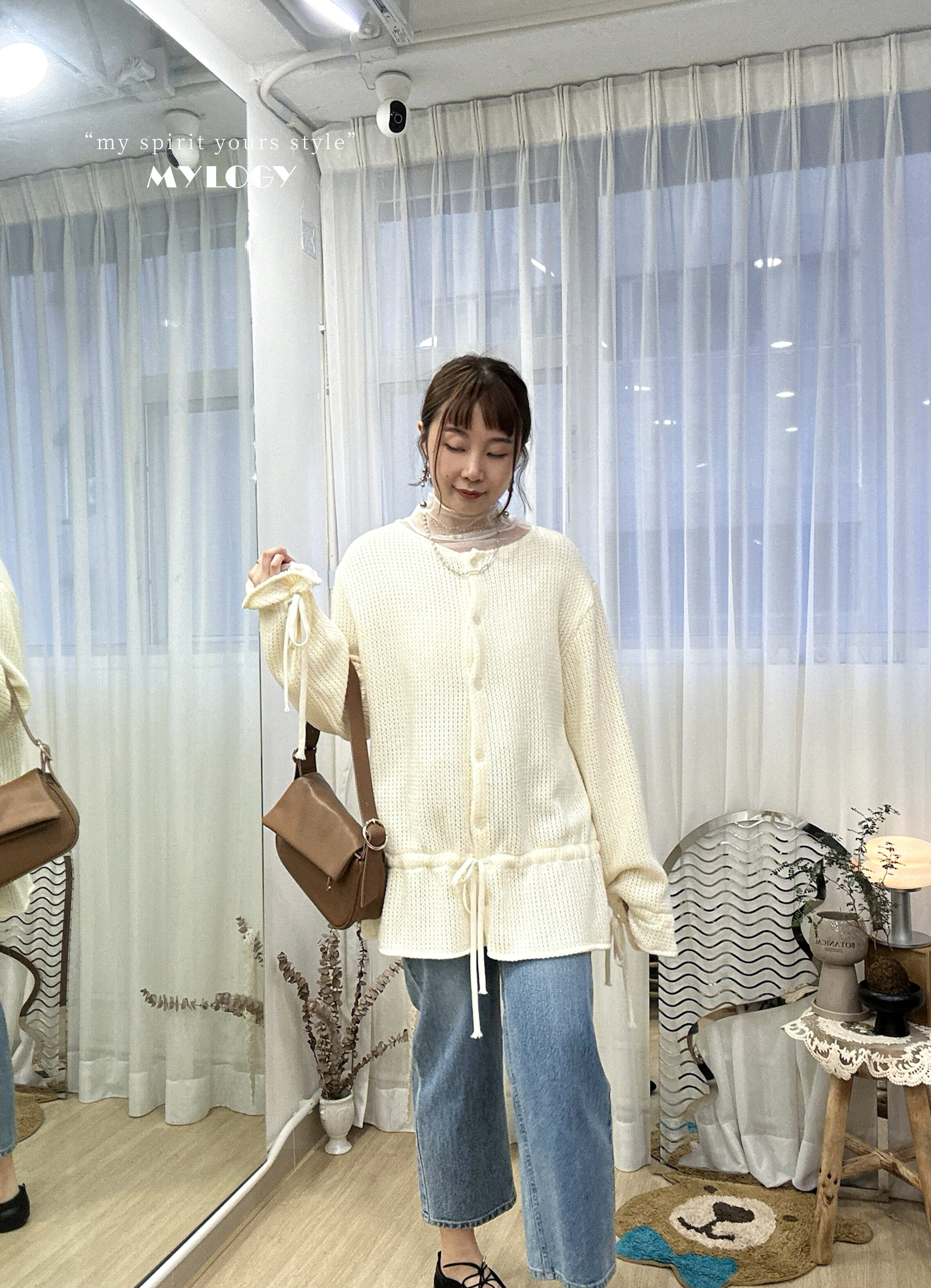 極簡顯瘦～2-ways 索繩開胸針織 UL0001