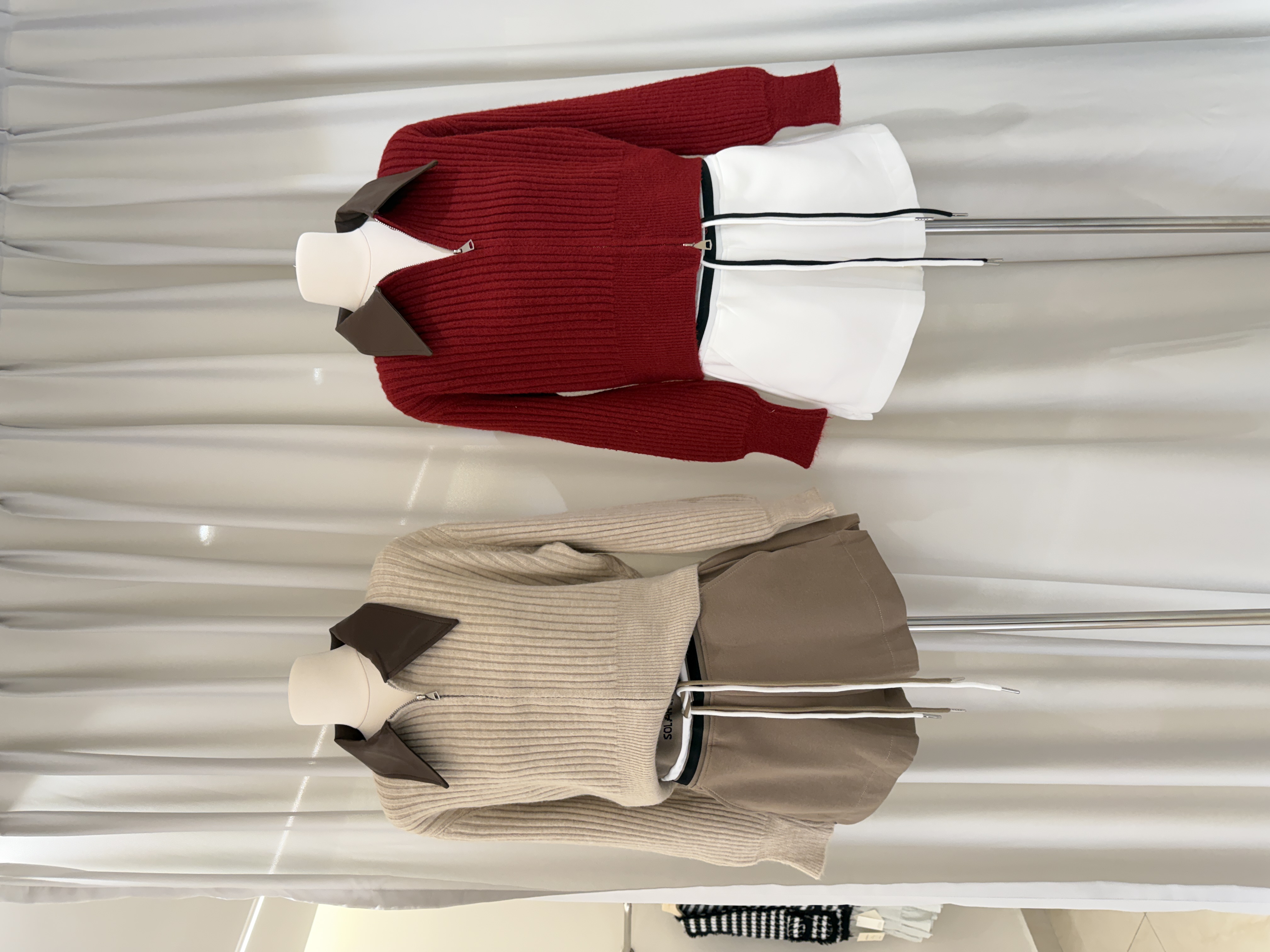 6607 高级感PU皮领针织长袖