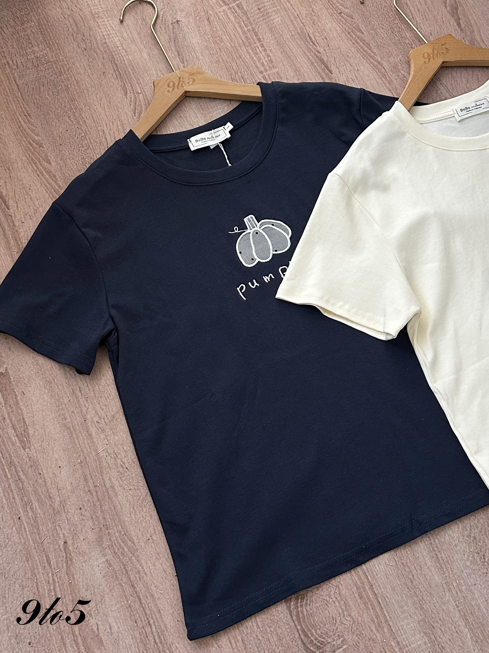 T4261 Embroidery Pumpkin Tee - 4 Colors 