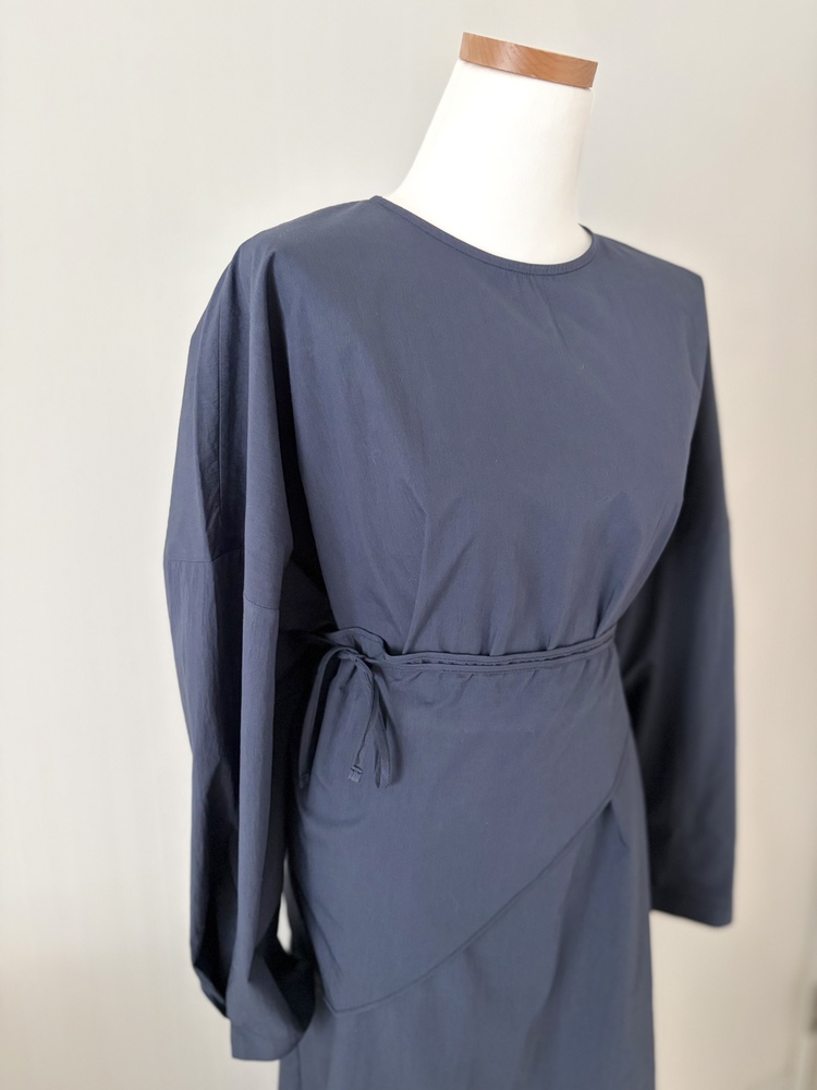 Wrap-Accent Dress (Misty Blue)
