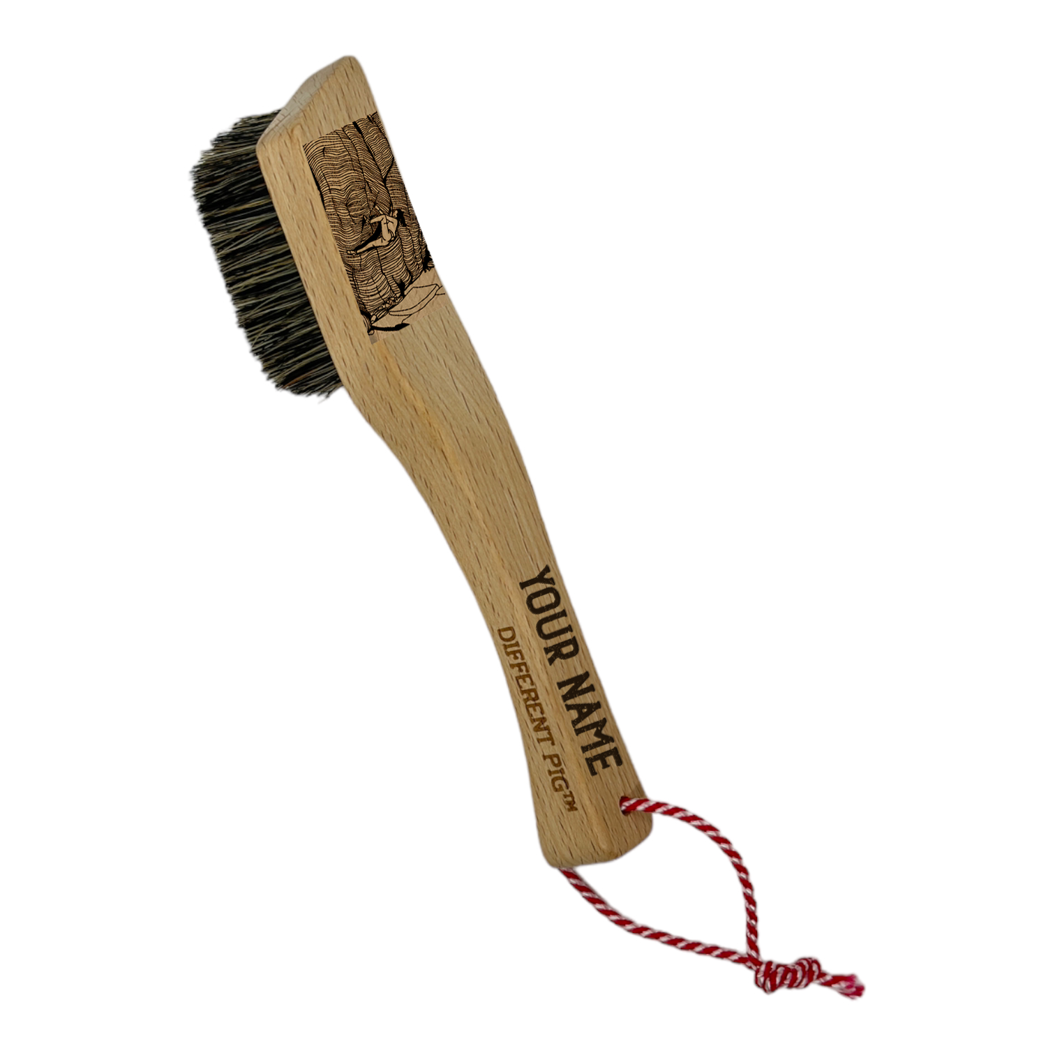 【來圖訂製】𝗗𝗜𝗙𝗙𝗘𝗥𝗘𝗡𝗧 𝗣𝗜𝗚™ OG brush with paracord fully customised by you 刻圖大豬攀岩掃