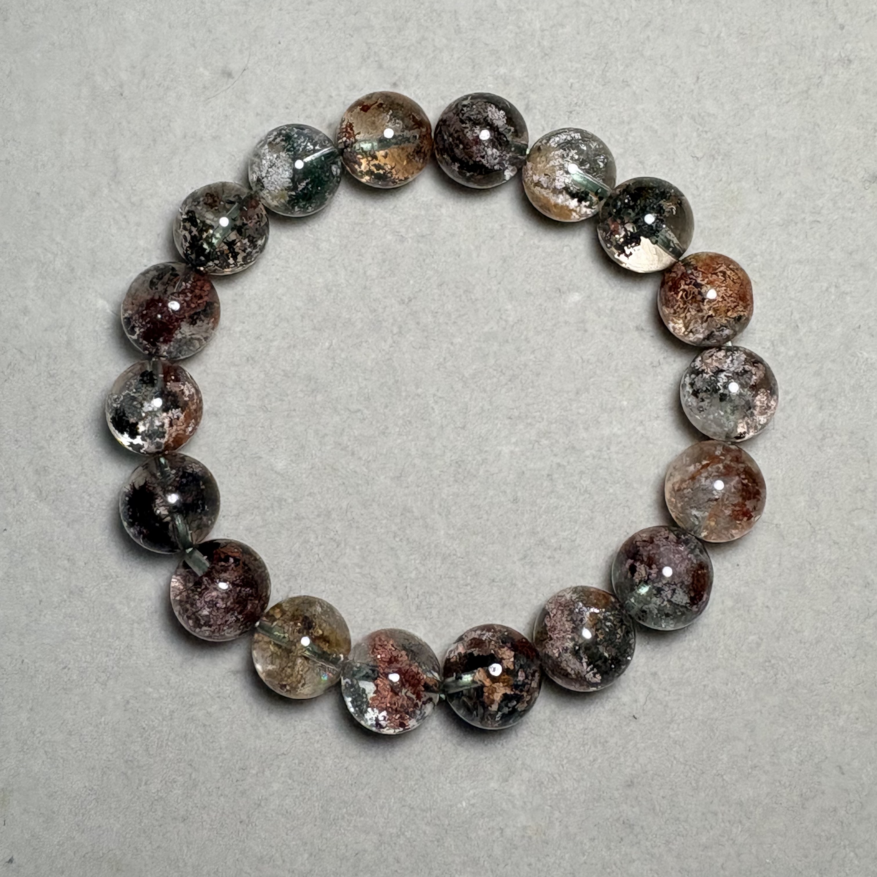 11mm彩幽靈四季平安晶石手串No.2725